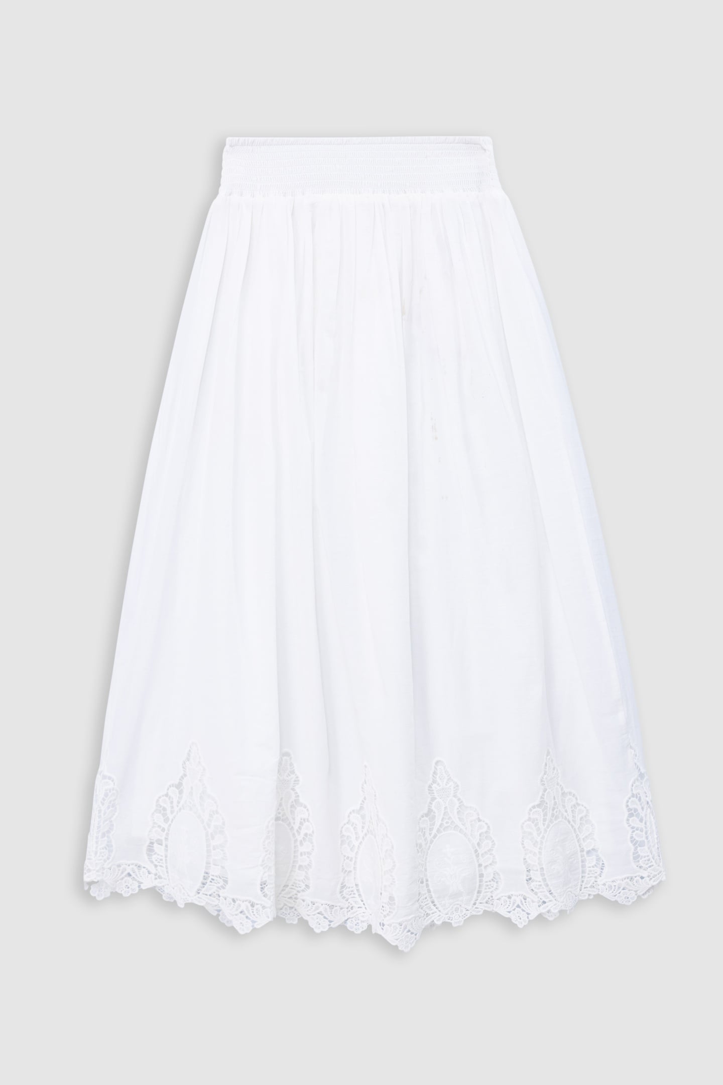 LONG WHITE SKIRT DECORATED WITH LACE EMBROIDERY 5