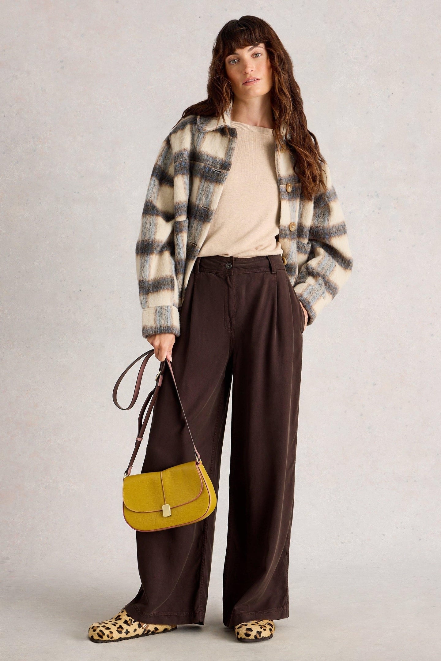 SASHA WIDE LEG TROUSER DARK BROWN 1