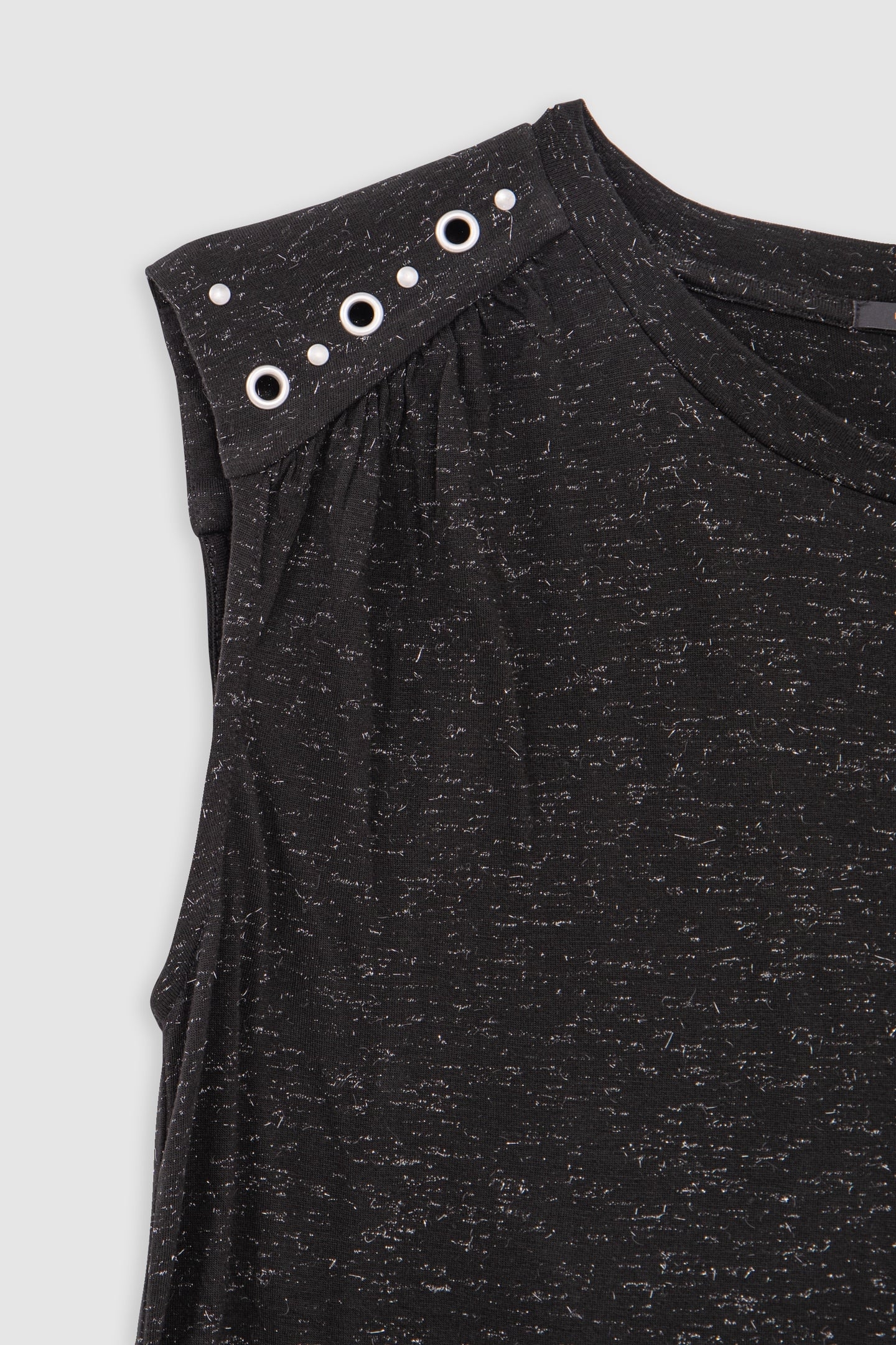 BLACK SILVER LUREX TEE-SHIRT WITH EYELET AND STUD 8