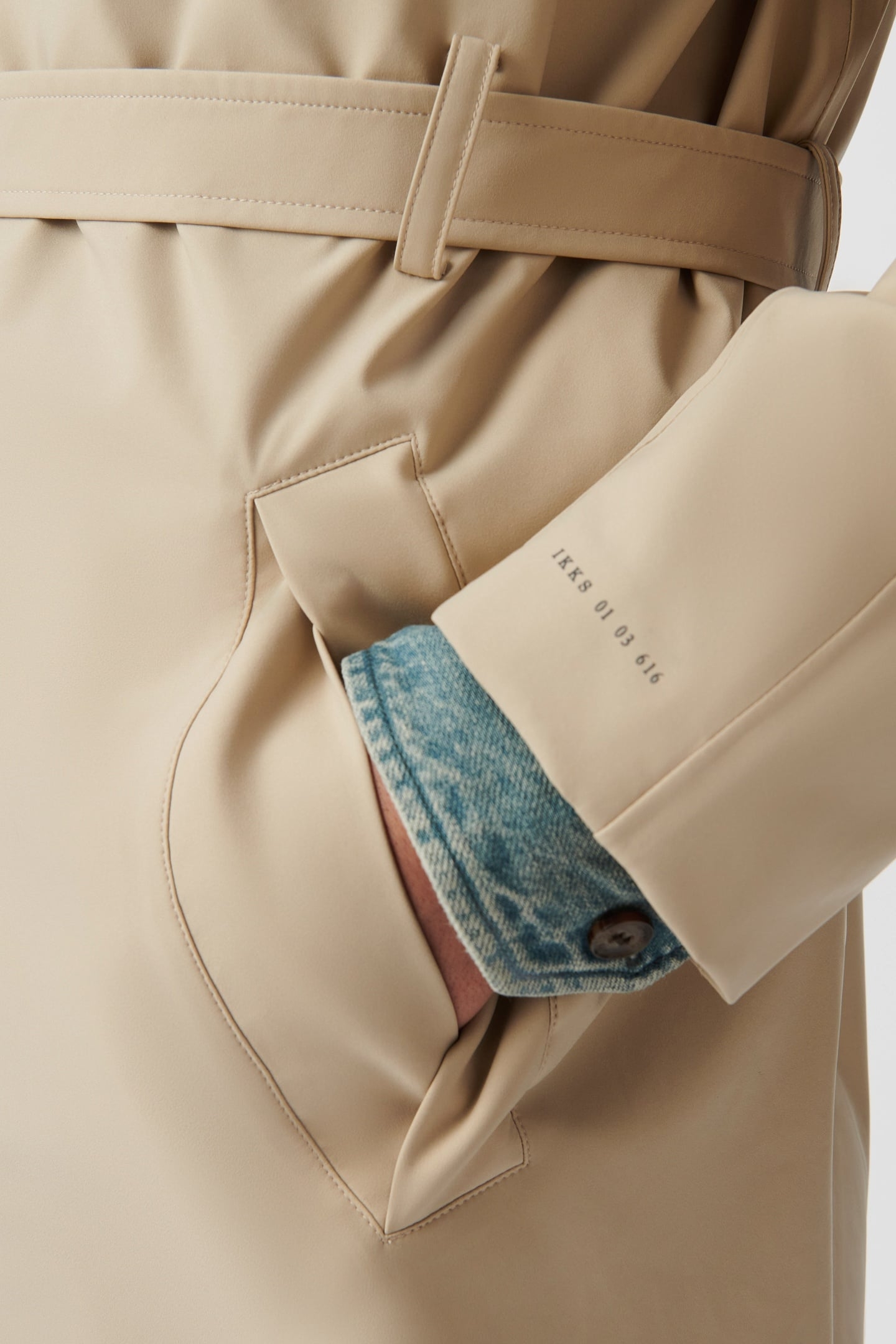 SAND NYLON WATERPROOF TRENCH COAT 8