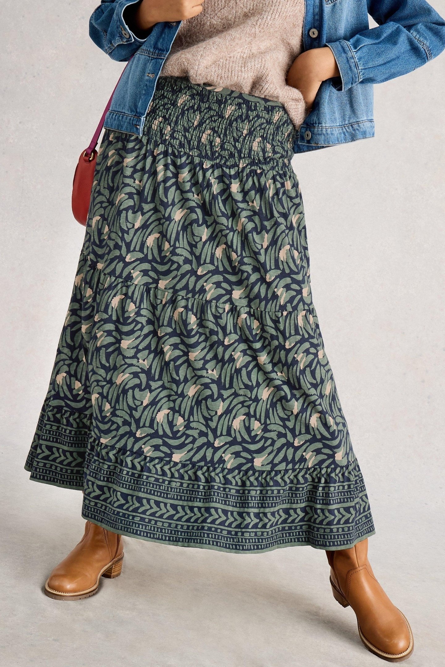 MARISSA JERSEY MAXI SKIRT NAVY MULTI 1