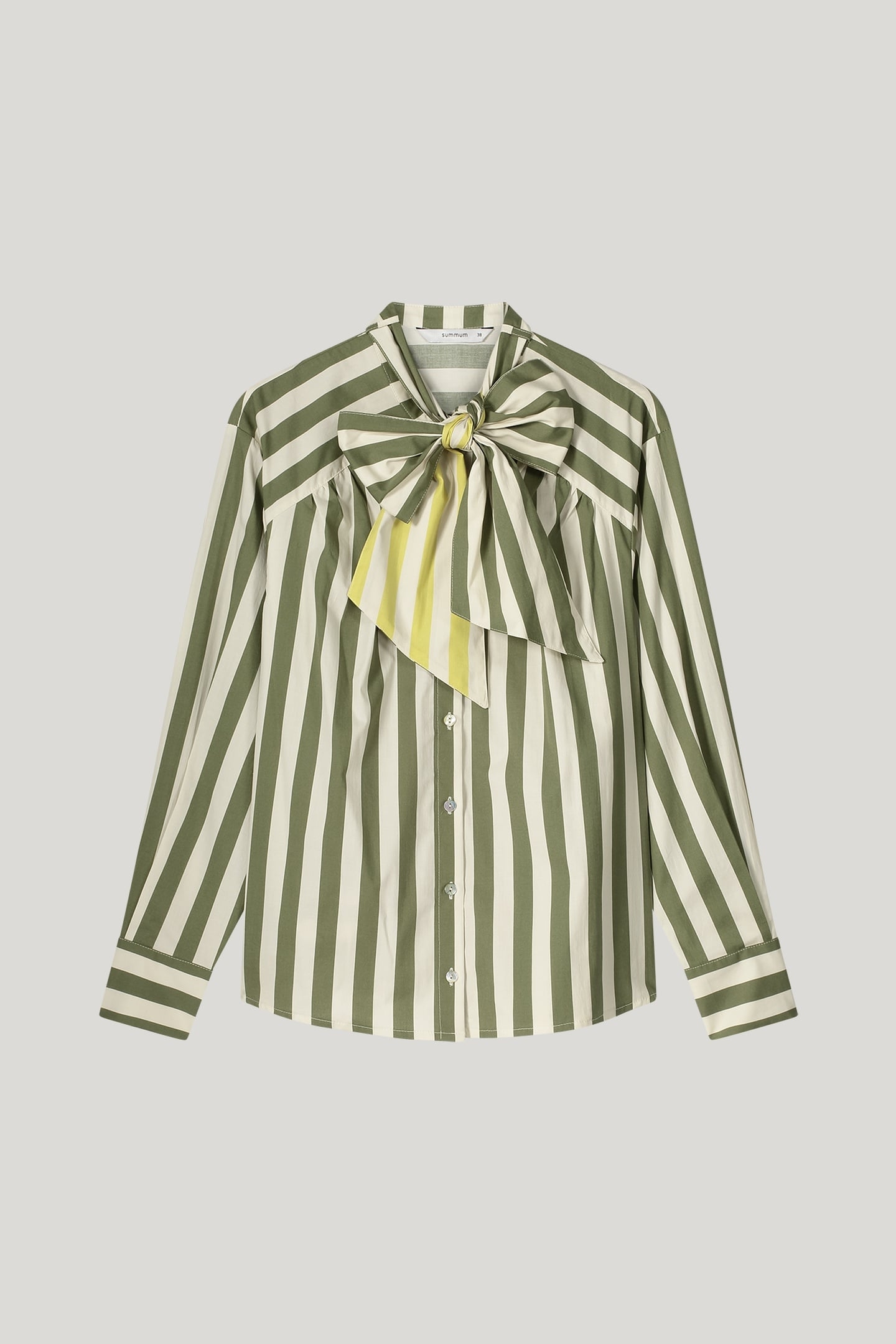BLOUSE BOW TIE PRINTED STRIPE COMBAT GREEN 3
