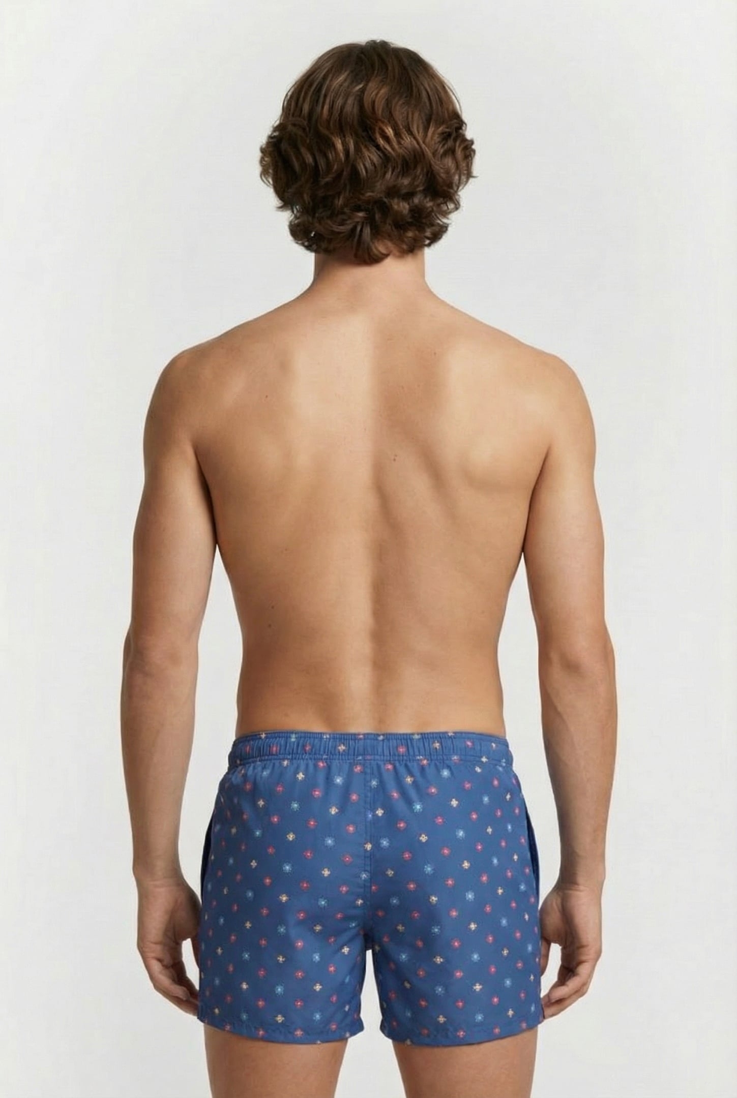 MEN'S BEACH SHORT ALLOVER GREY BLUE MICROFLOWERS MU 2