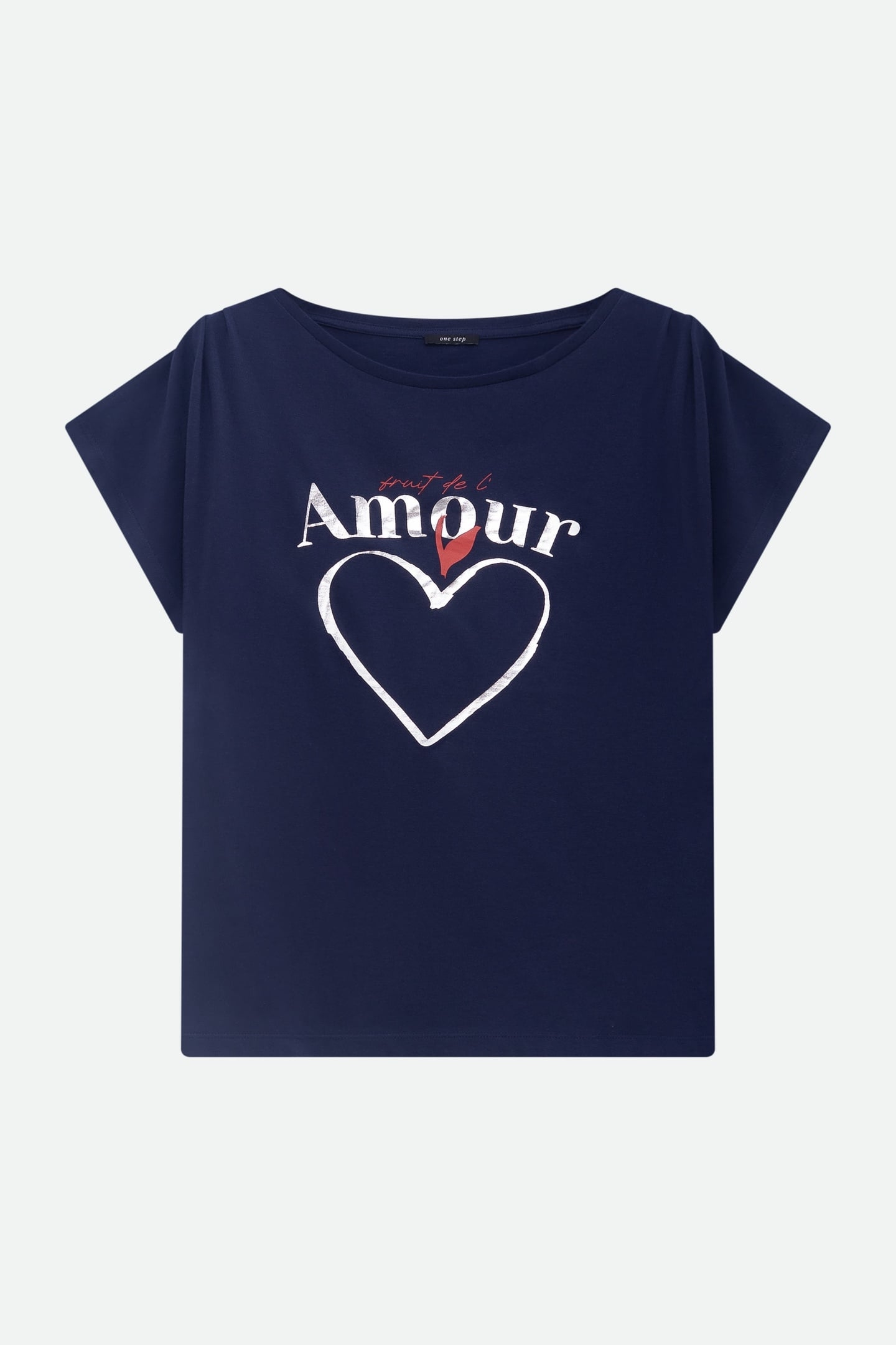 MINOS - NAVY BLUE T-SHIRT WITH A HEART AND MESSAGE 1