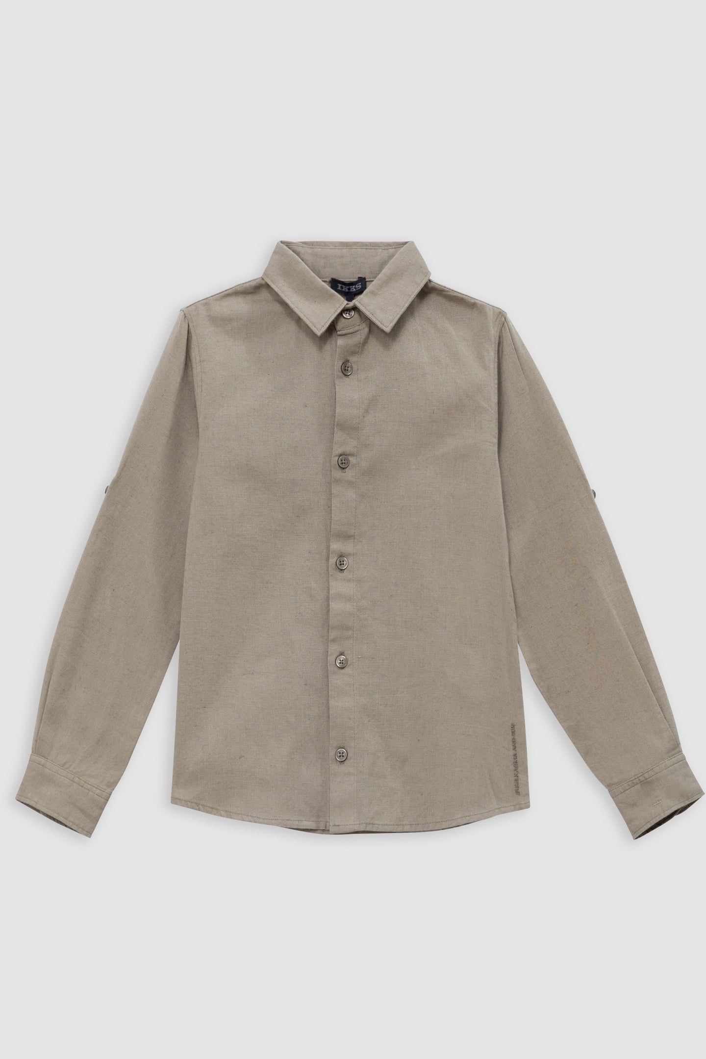 KHAKI COTTON AND LINEN MIX SHIRT 1