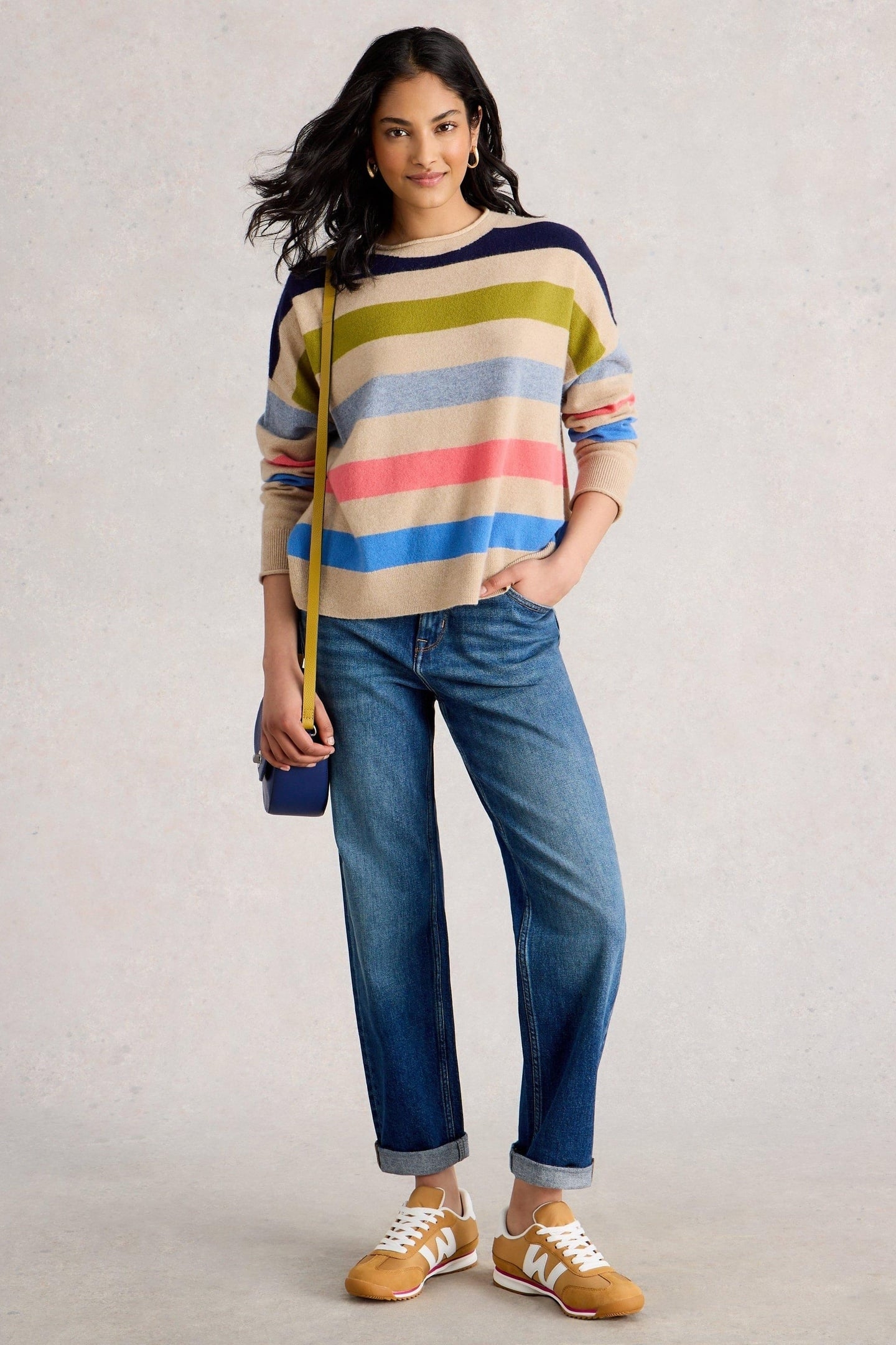 KITTY STRIPE CASHMERE JUMPER NATURAL MULTI 1