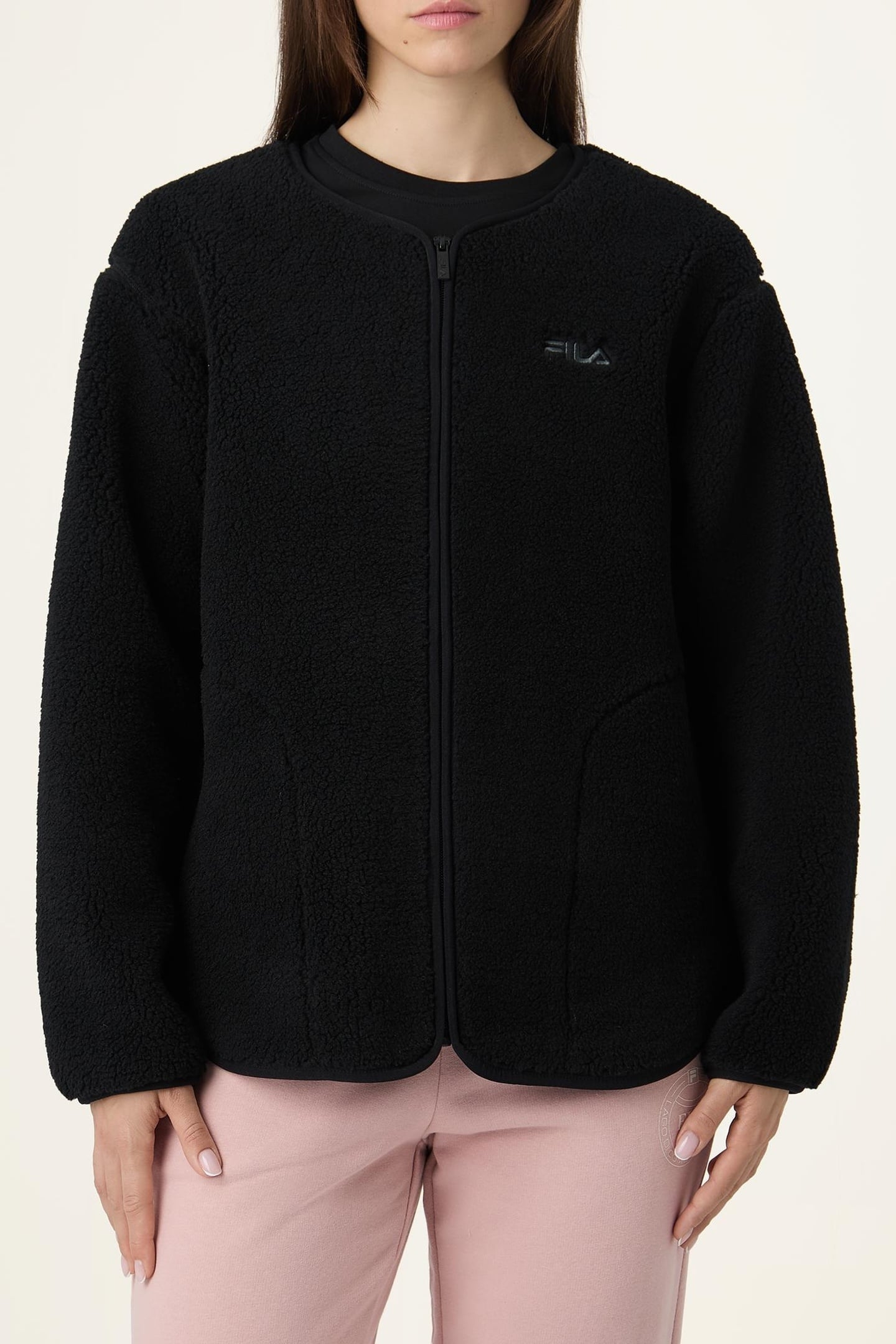 CASSIANO RELAXED TEDDY FLEECE JACKET BLACK 1