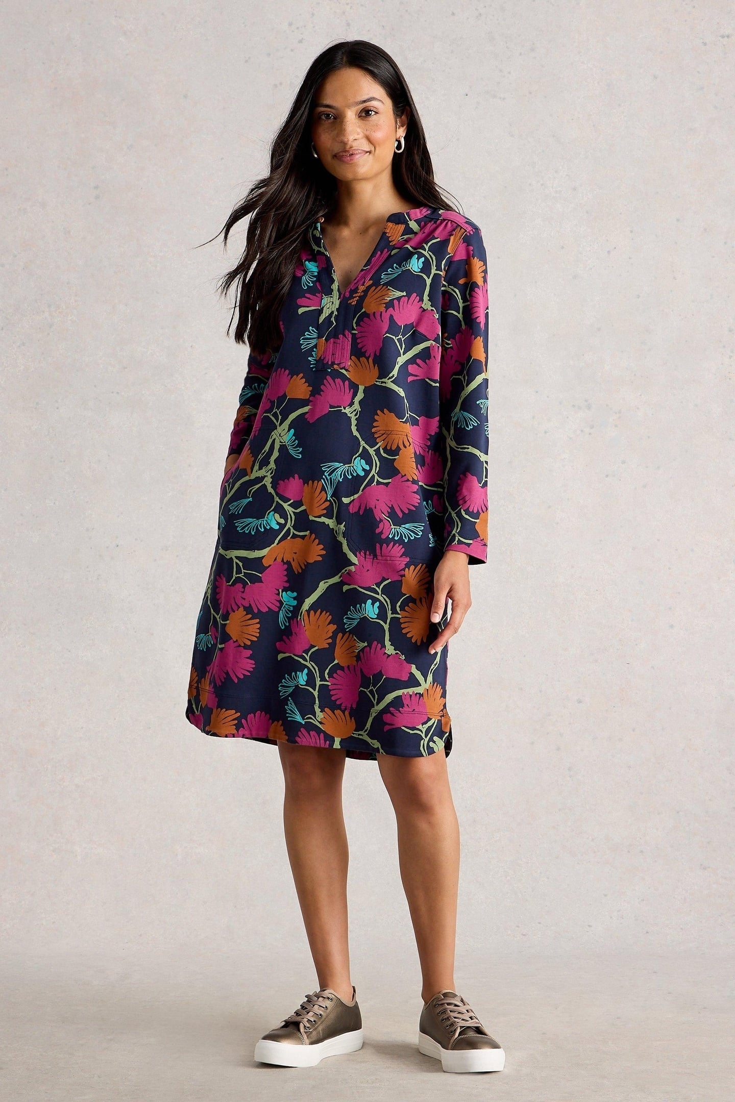 JUNE DRESS NAVY MULTI 1