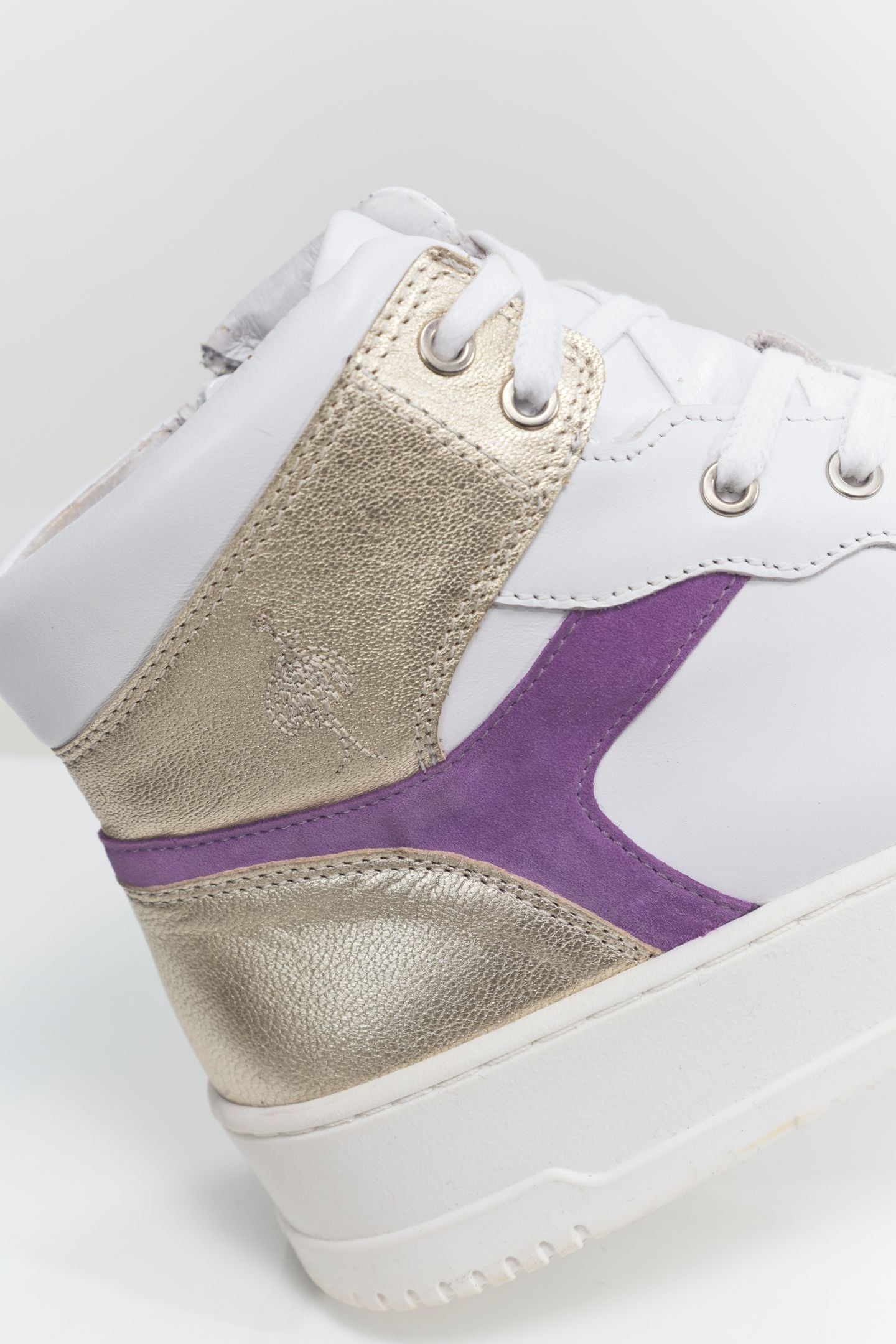 O.QUEEN - WHITE, PURPLE, GOLD LEATHER SNEAKERS 3