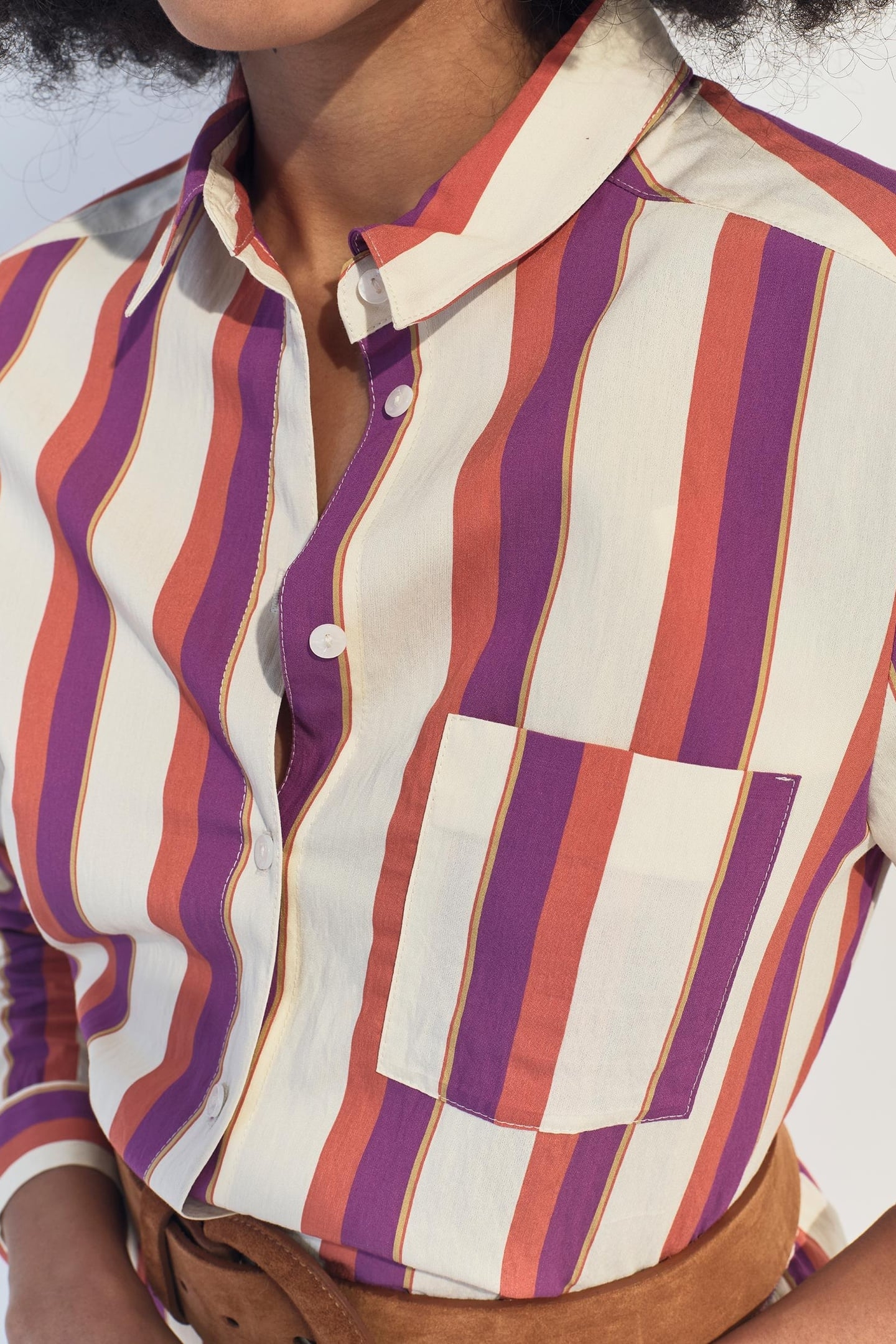 CHRISTA - ECRU SHIRT WITH COLOURED STRIPES 5