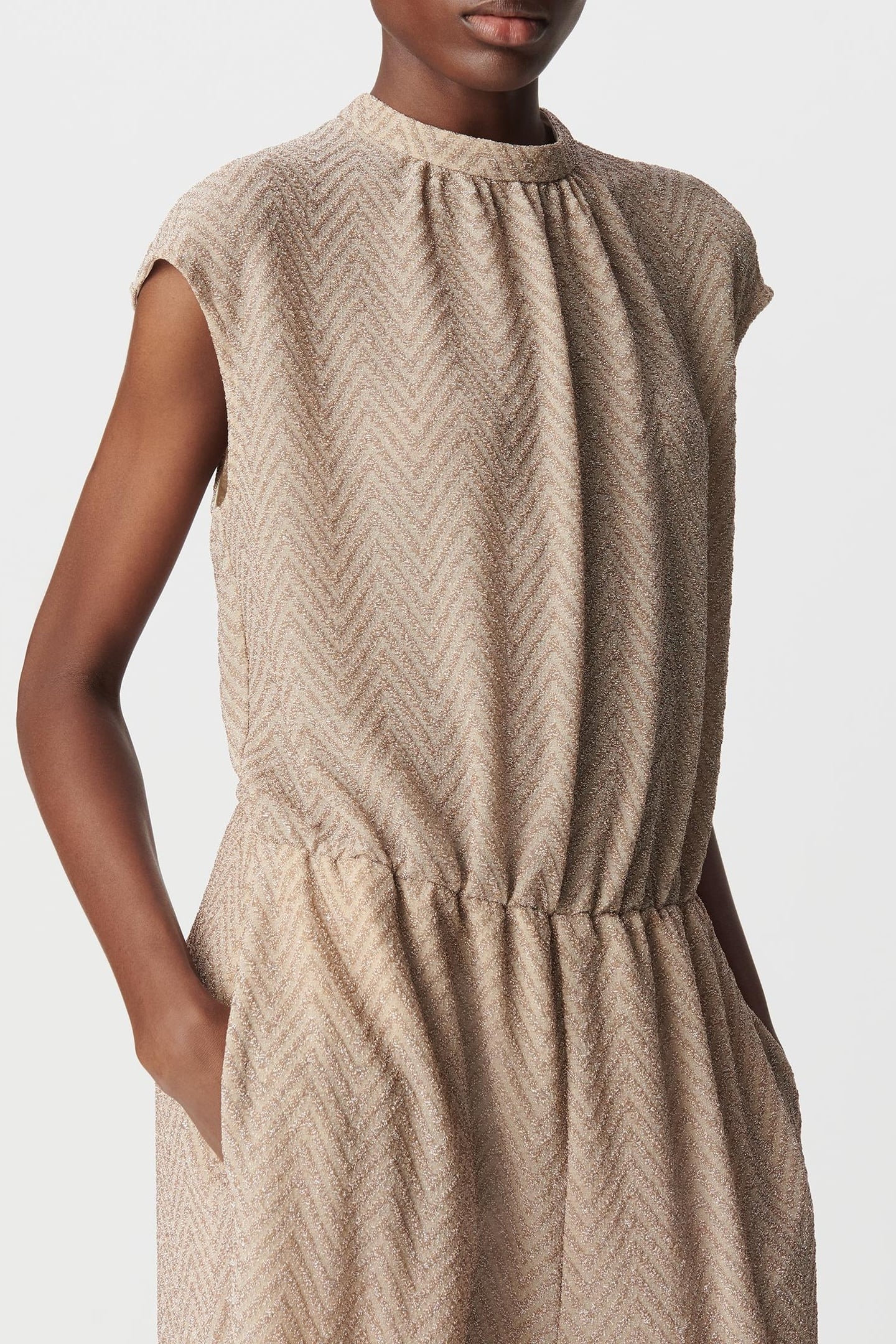 HERRINGBONE PATTERN GOLD JUMPSUIT 6