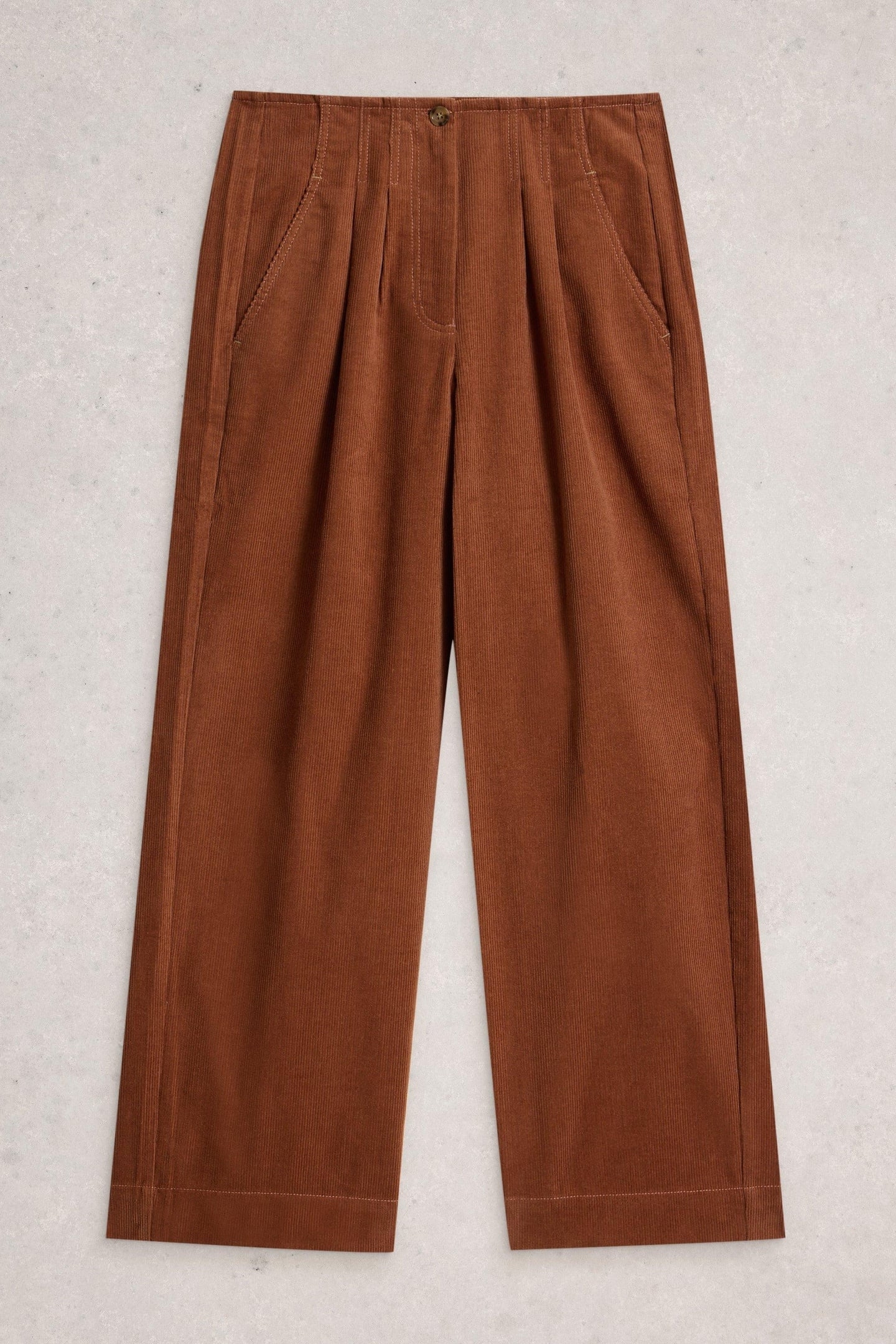 CLARA CORD WIDE LEG TROUSER DARK TAN 2