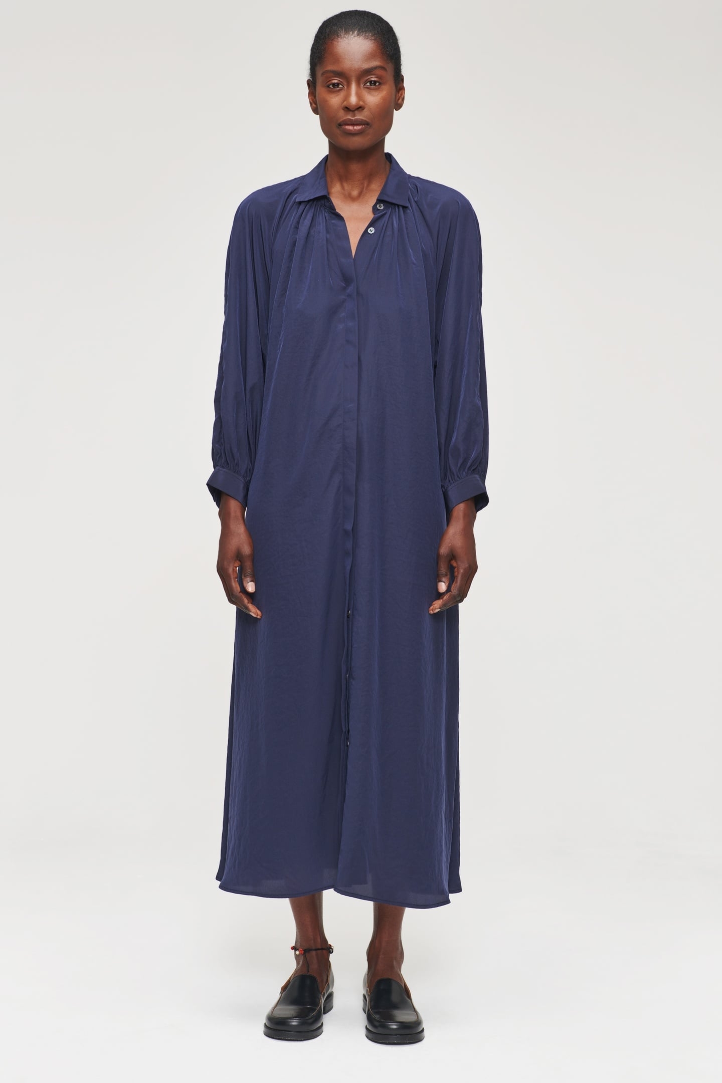 TECHNOSILK GATHERED DRESS INK BLUE 3