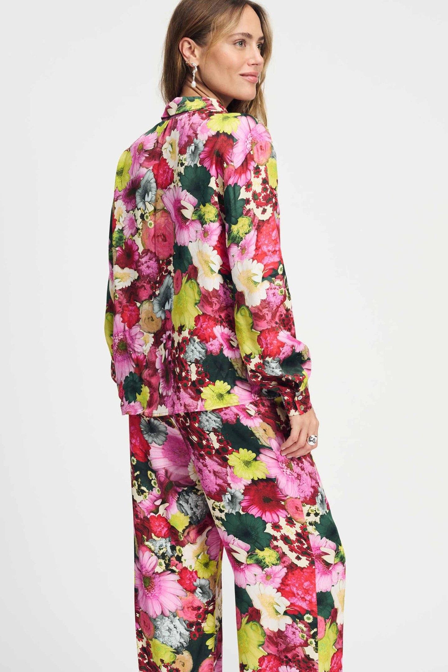 BLOUSE - SATIN LOVE BOUQUET MULTI COLOUR 4