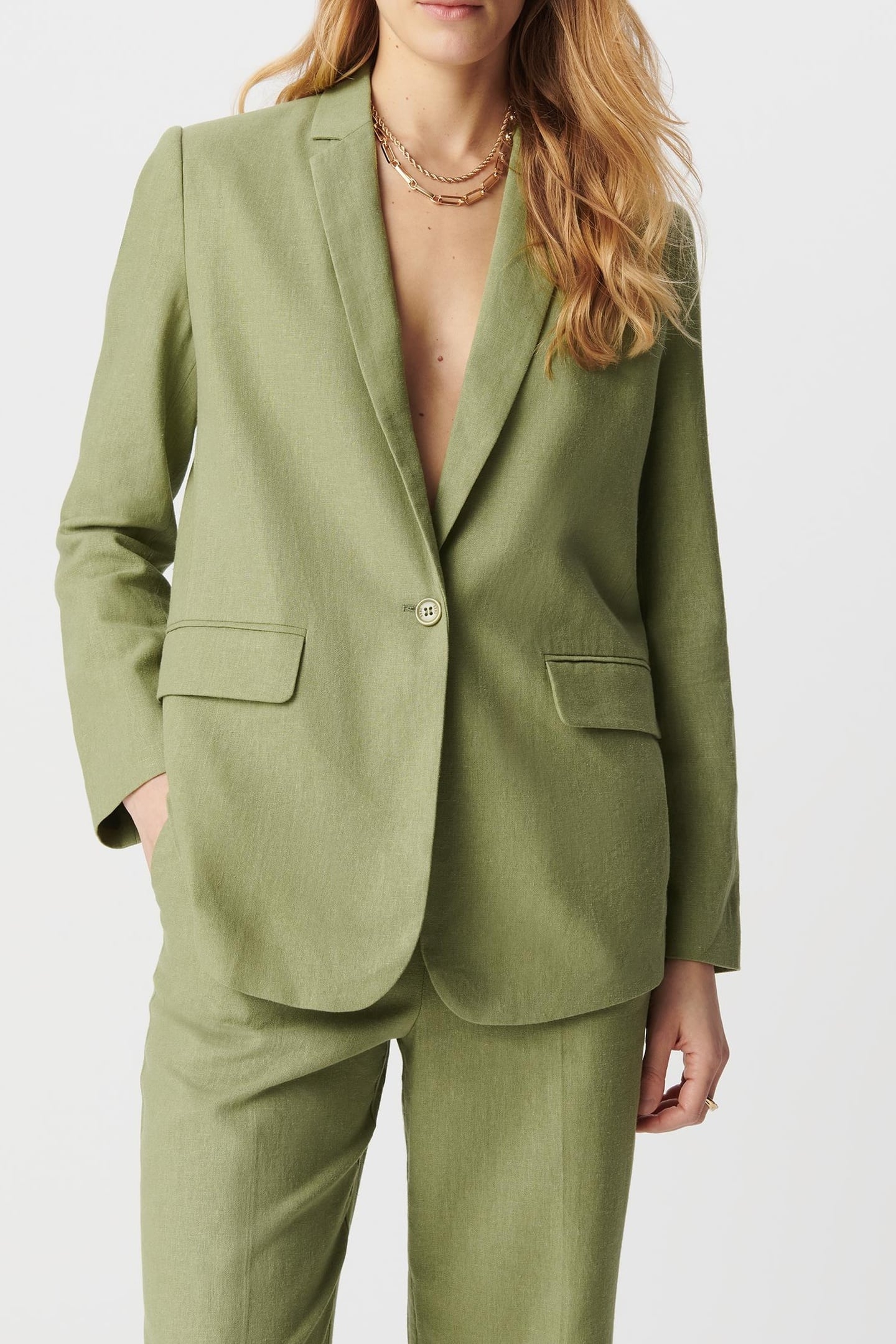 GREEN LINEN AND COTTON SUIT JACKET 2