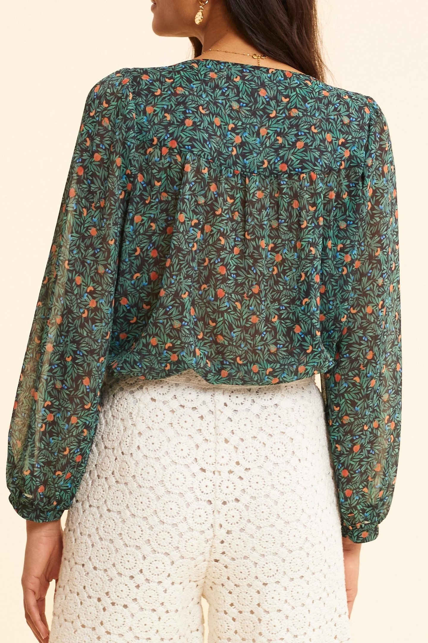 GREEN BLOUSE WITH SUMMER FRUIT PRINT GREEN 4