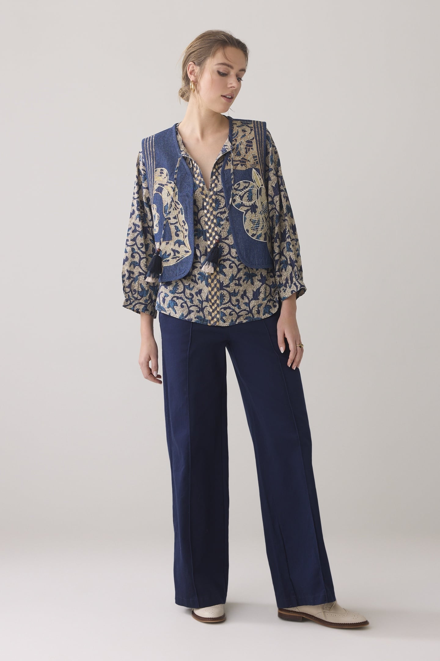 GILET BLOCK PRINT NAVY NOIR 2