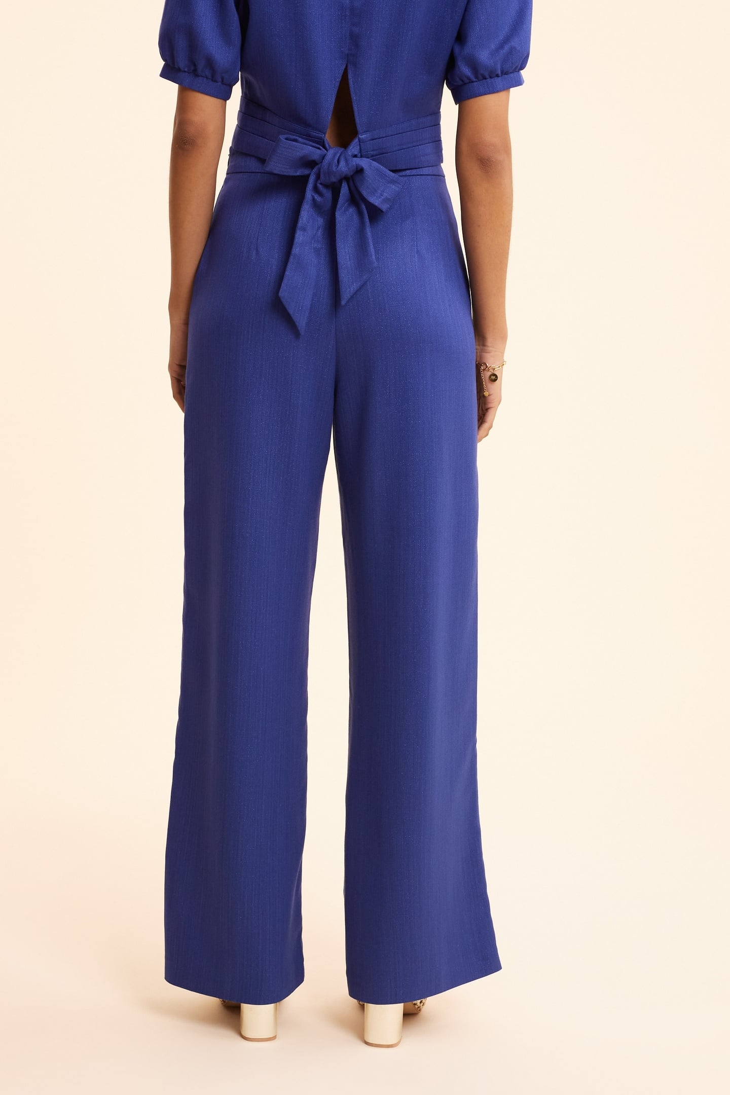 BLUE GLITTERY WIDE-LEG TROUSERS SAPPHIRE BLUE 3