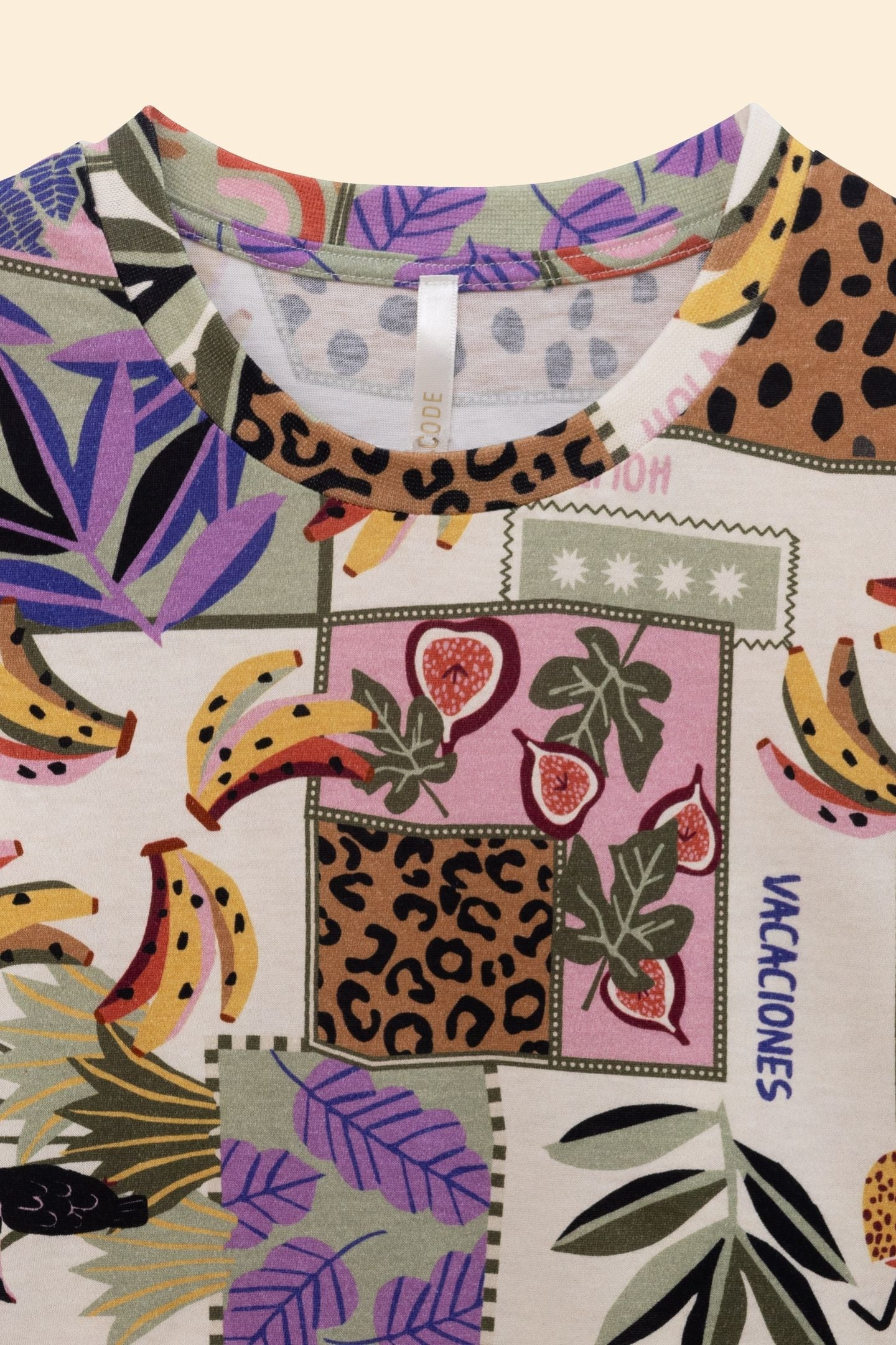 BANANA PATCHWORK PRINT T-SHIRT ECRU 6