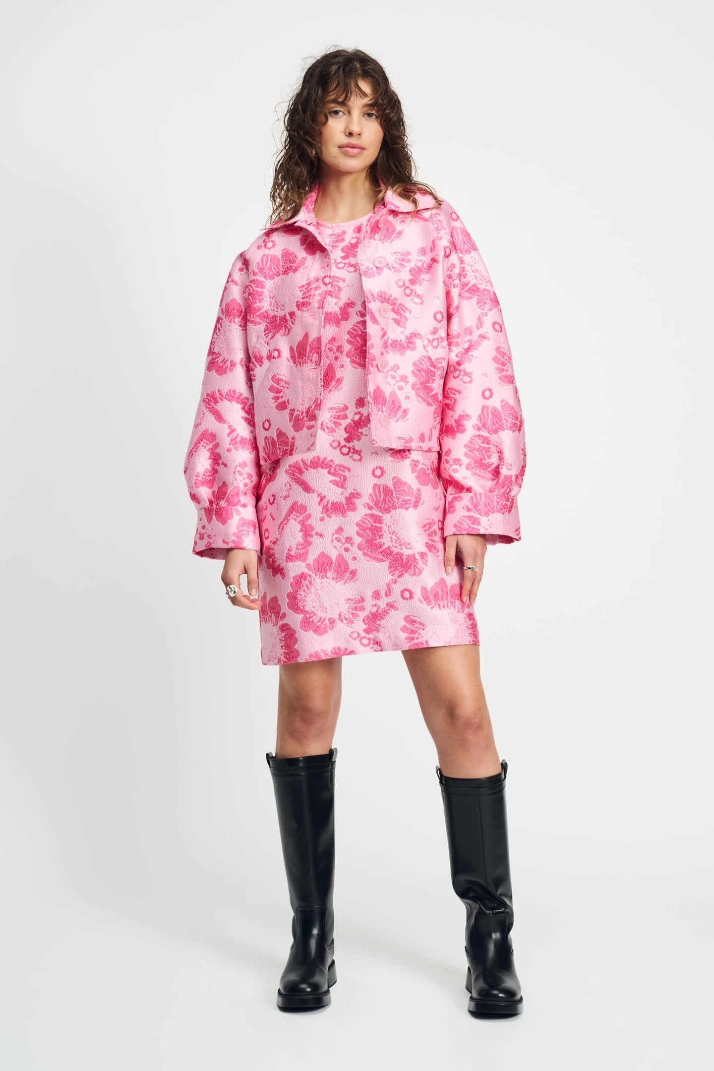 JACKET - FLORAL JACQUARD RASPBERRY PINK 1