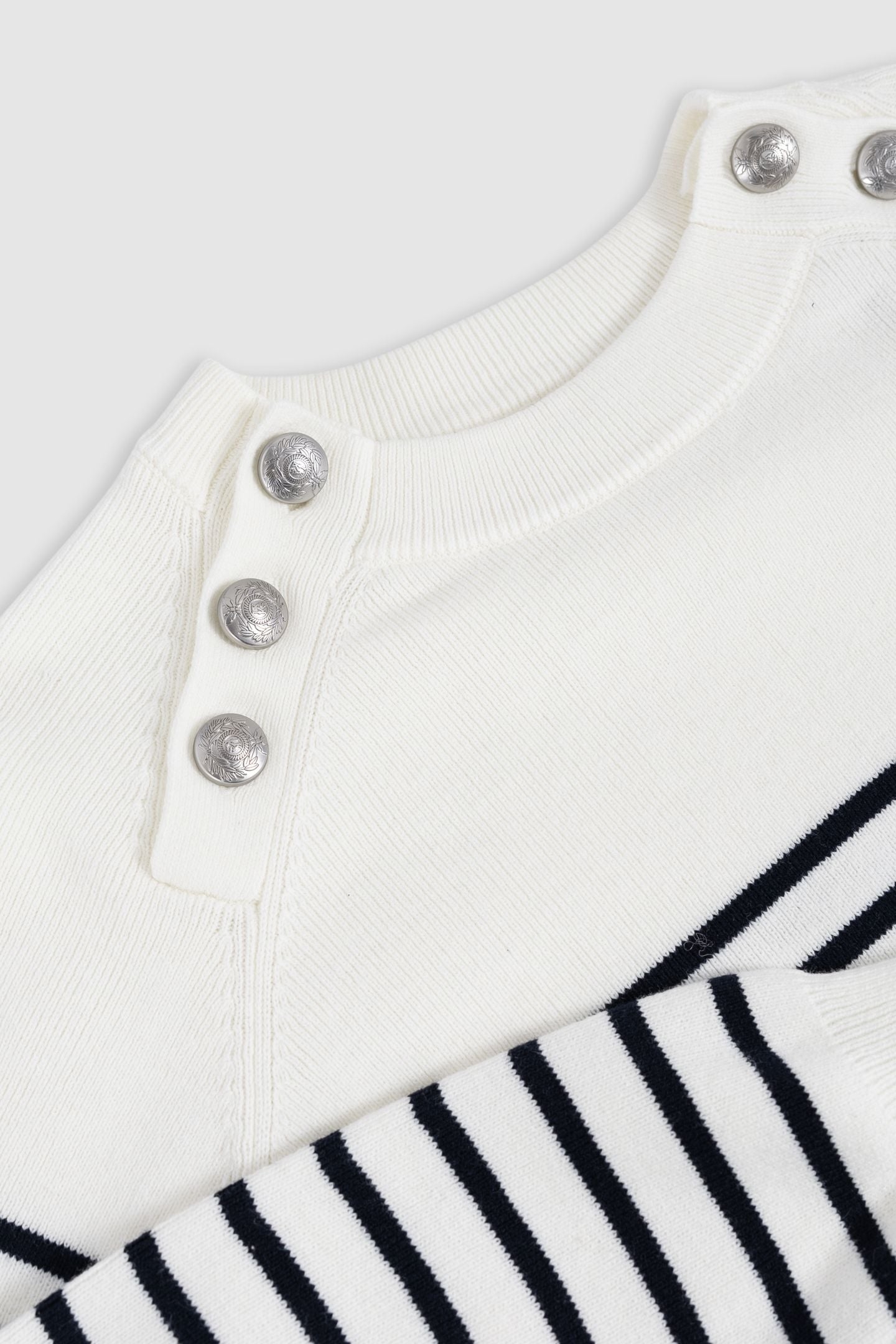 STRIPED KNITTED SAILOR SWEATER WITH ENGRAVED BUTTONS 6