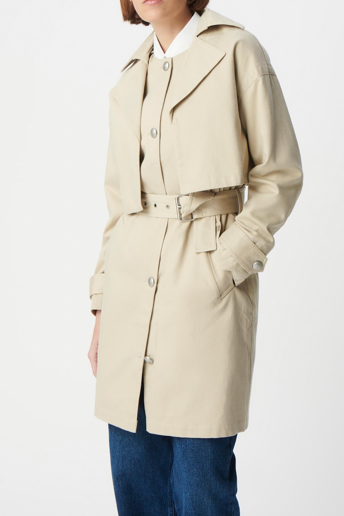 BEIGE 2-IN-1 TRENCH COAT WITH REMOVABLE JACKET 2