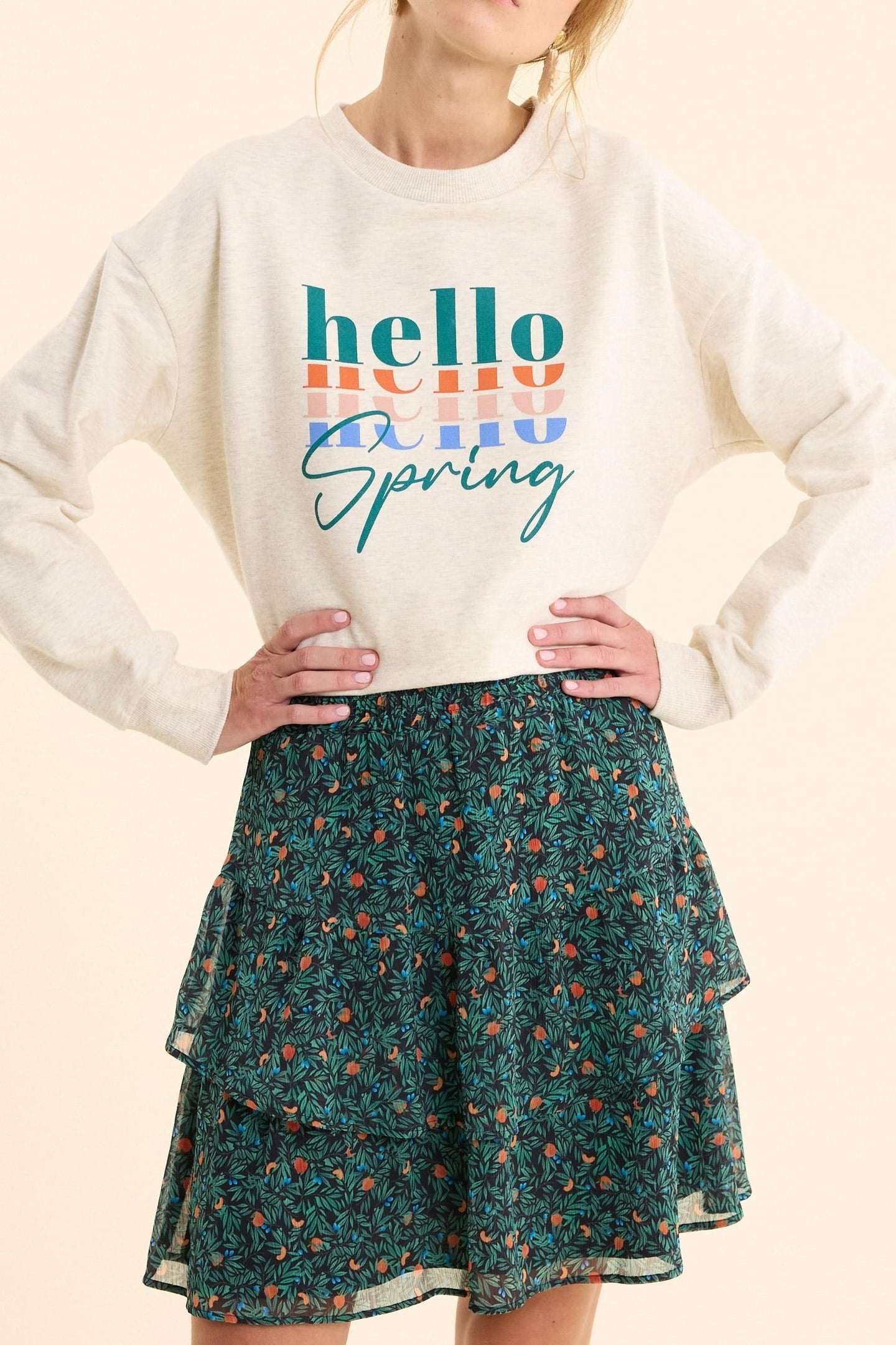 GREEN SHORT SKIRT WITH SUMMER FRUIT PRINT GREEN 2