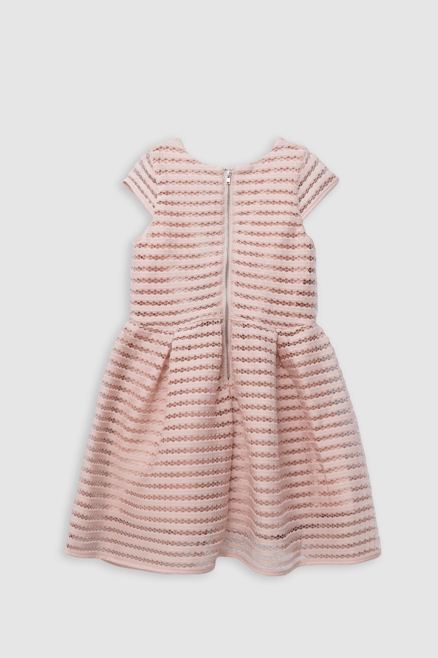 PINK STRIPED OPENWORK LACE DRESS 3