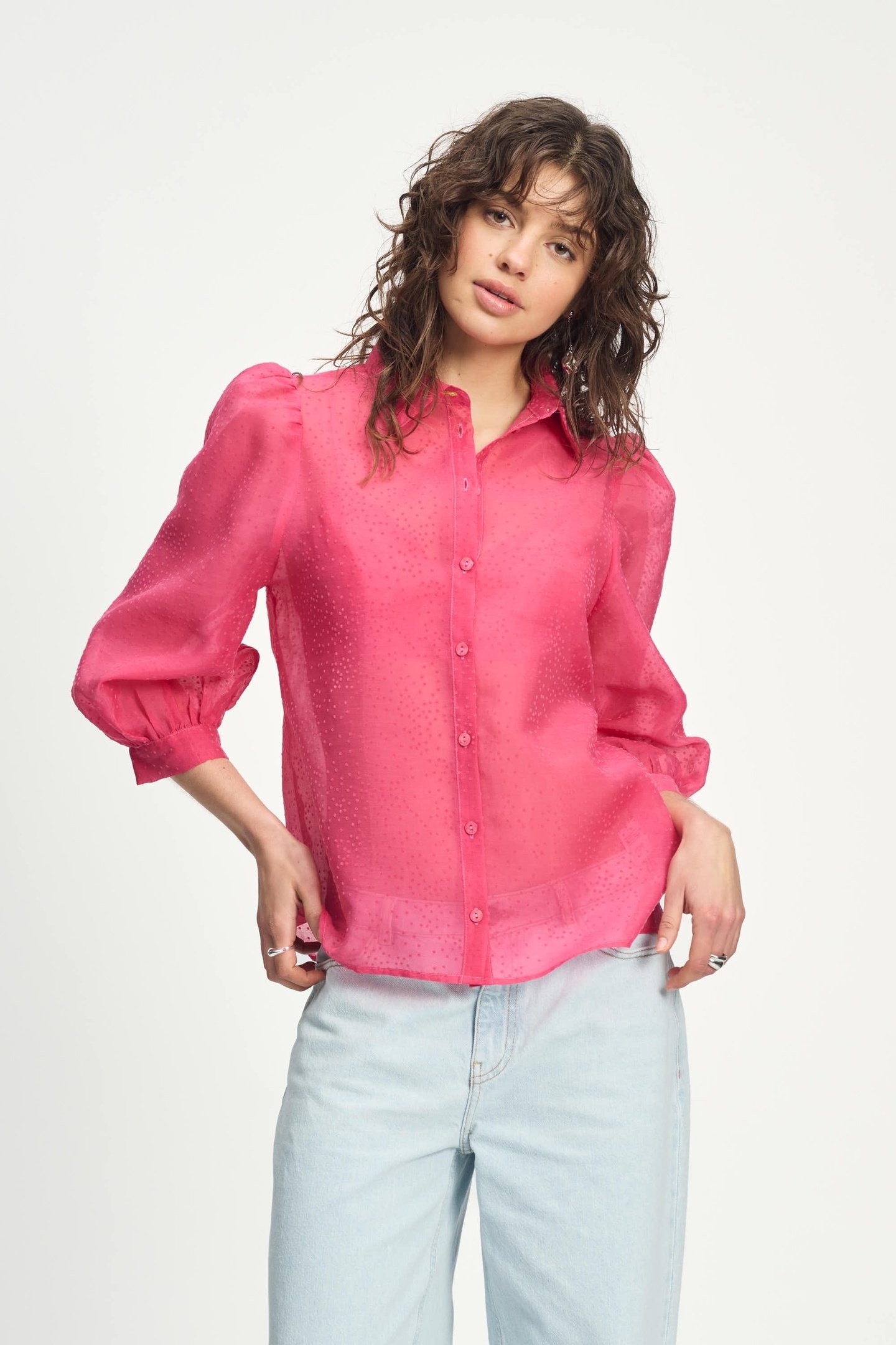 BLOUSE - RASPBERRY DOTS PINK 2