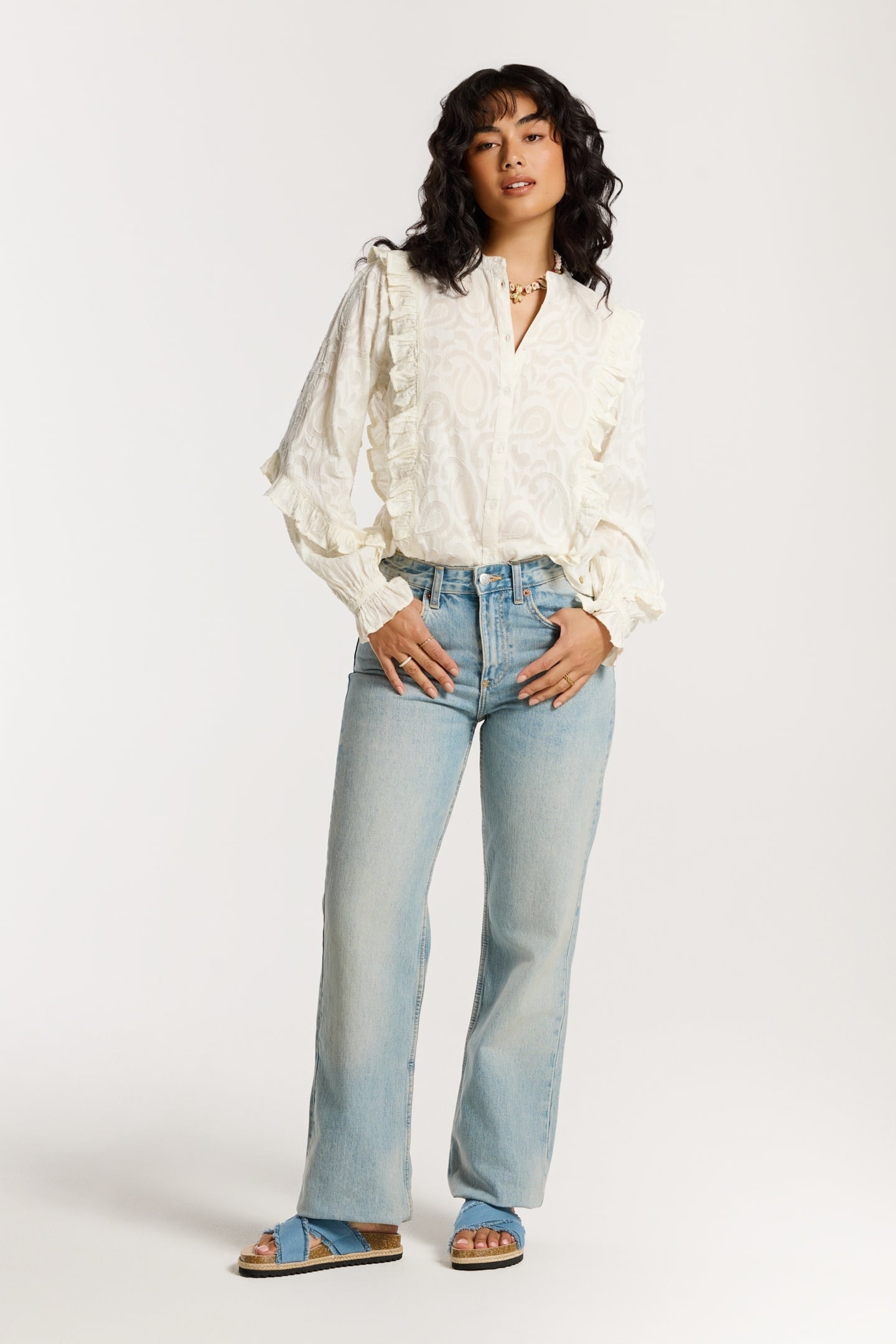 ELIZA BLOUSE ORNAMENTAL JACQUARD WHITE ORNAMENTAL JACQUARD 2