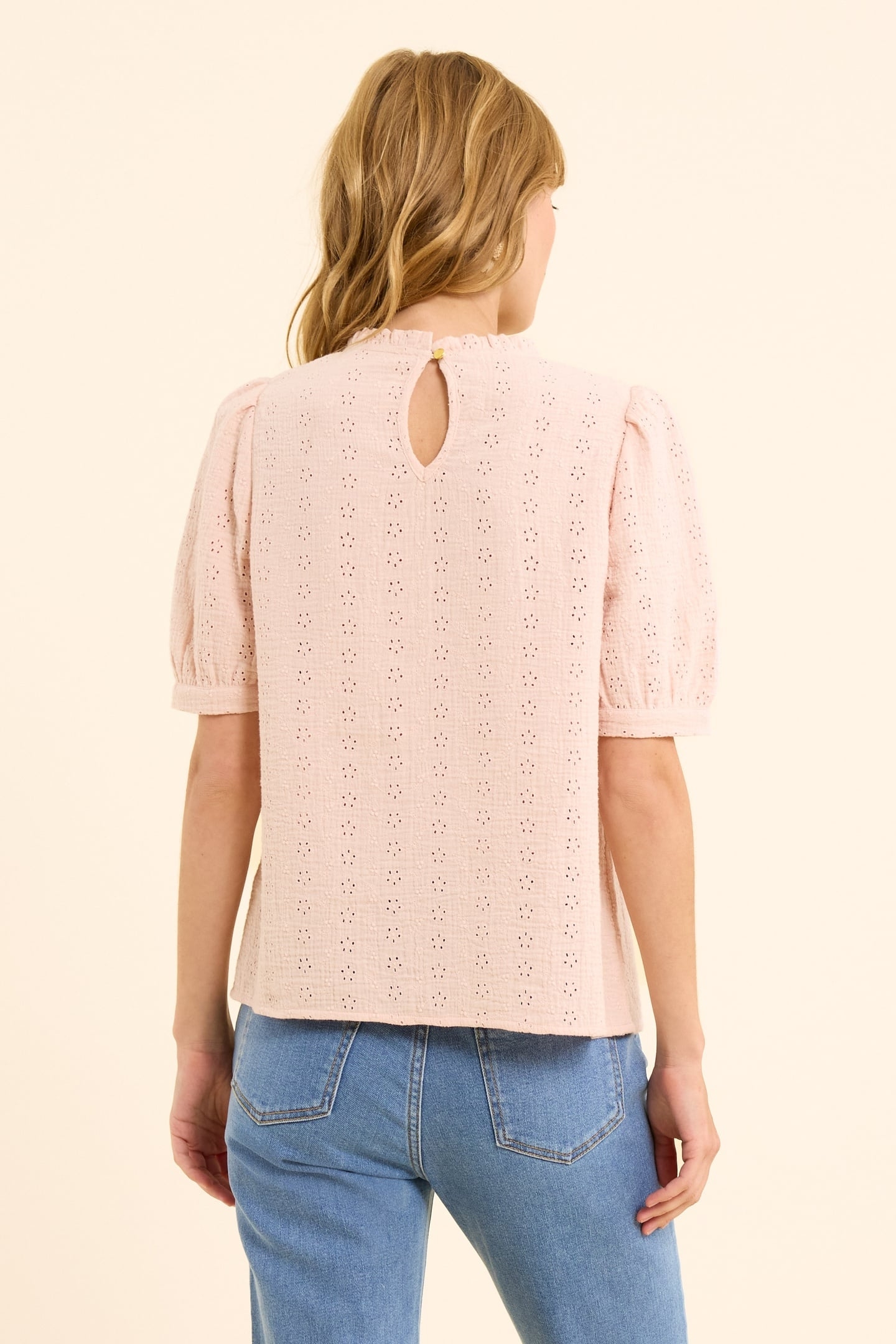 PINK TOP WITH BRODERIE ANGLAISE AND LACE PINK 3