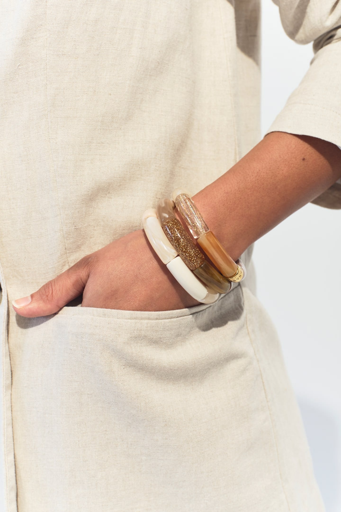 VITORIA - HEATHERED BEIGE SUIT JACKET IN LINEN AND COTTON 7