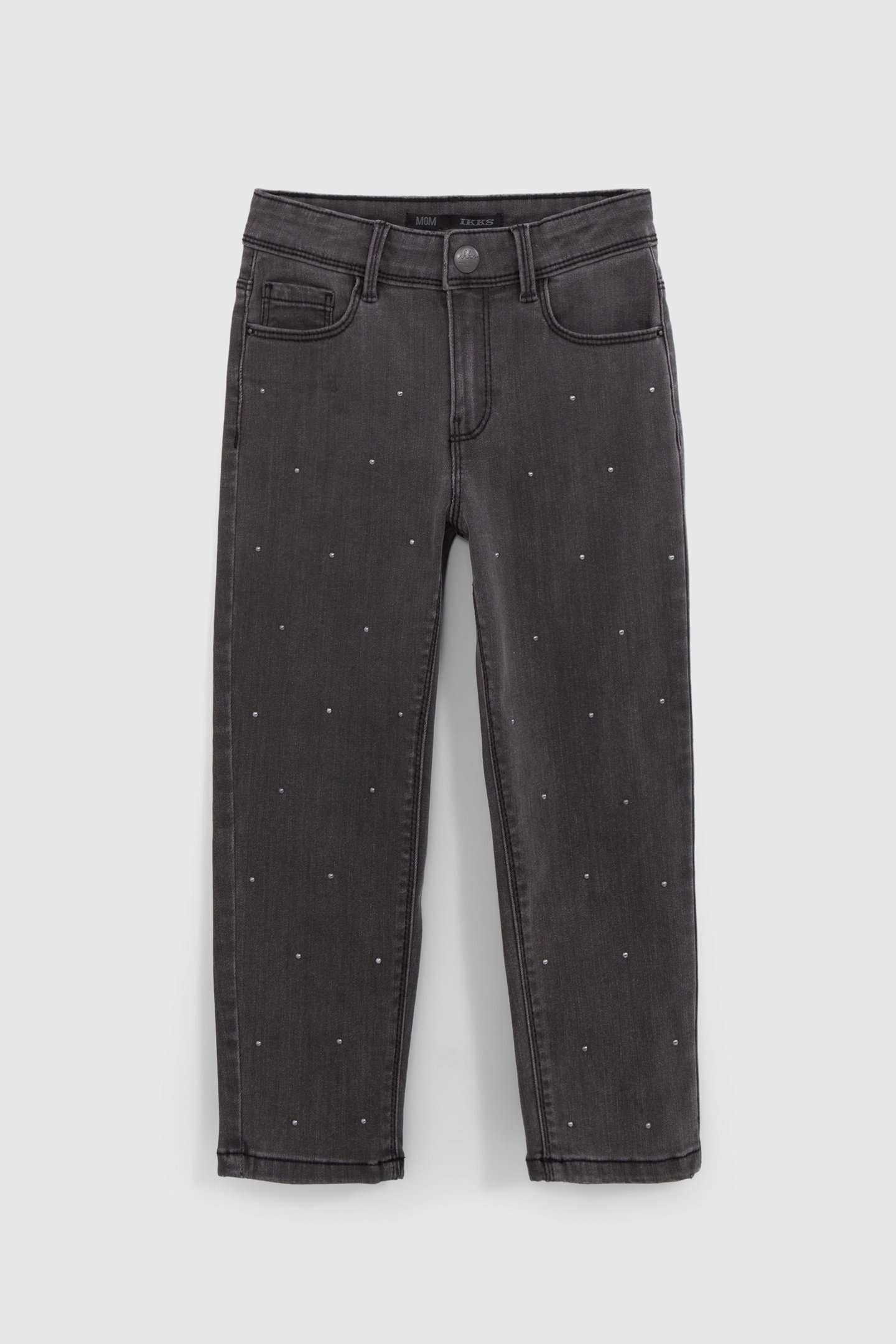 MOM WASHED BLACK JEANS WITH GIRL STUDS 1