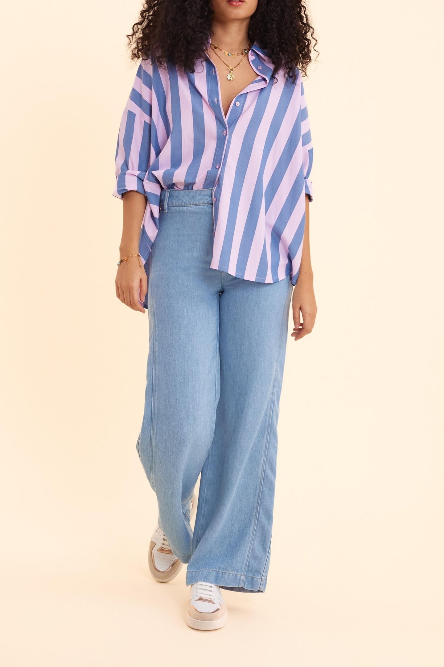 BLUE SHIRT WITH PARMA STRIPES PATTERN ELECTRIC BLUE 2