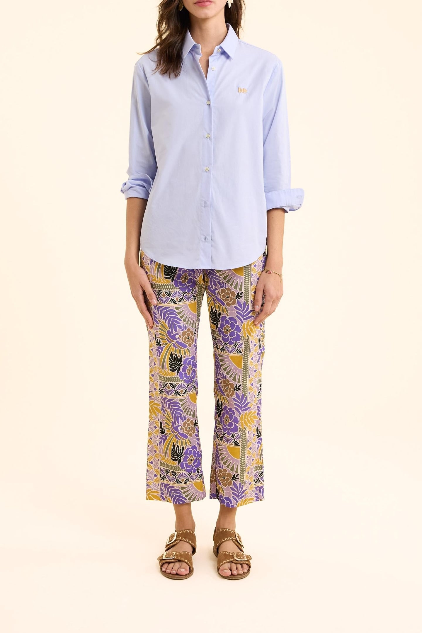 SKY BLUE SHIRT WITH MONOGRAM EMBROIDERY SKY BLUE 2