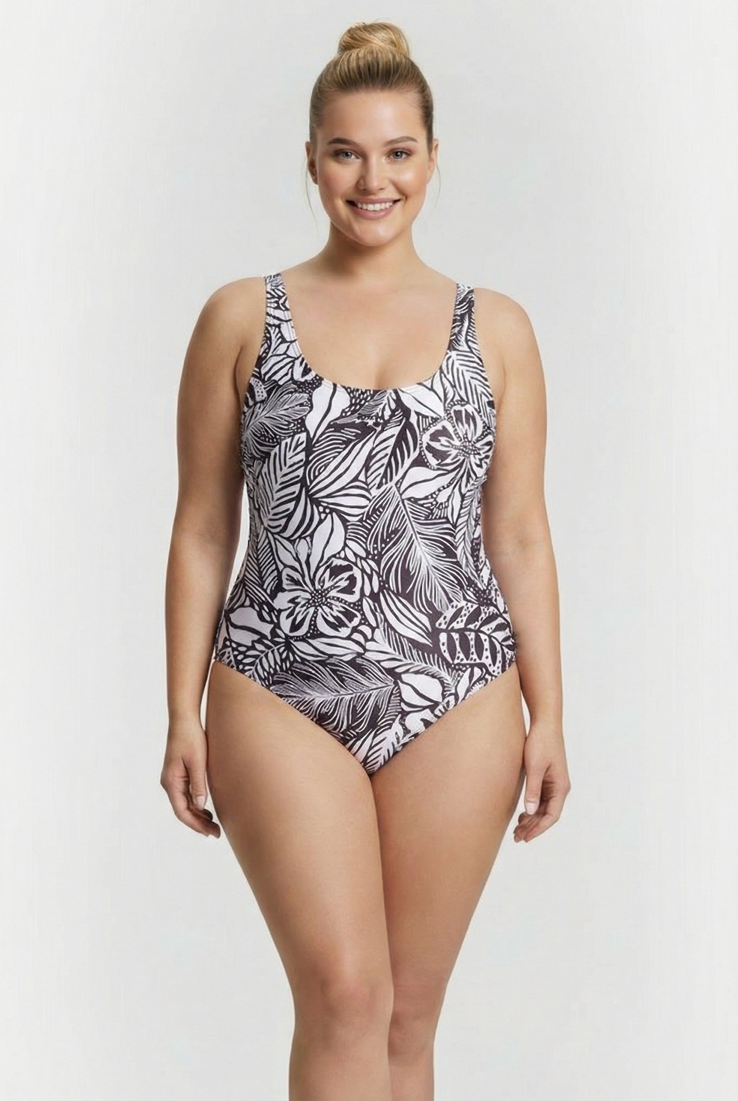 WOMEN'S SWIMSUIT SWIM PRO BACK ALLOVER P BLACK MULTI 1