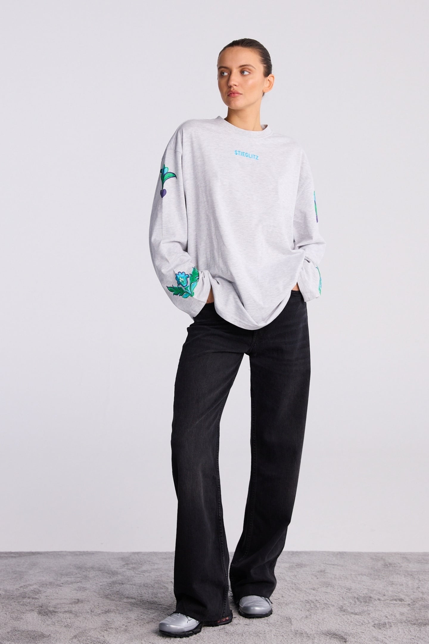 RENATA WIDE SKATE LONGSLEEVE MELANGE GREY 1