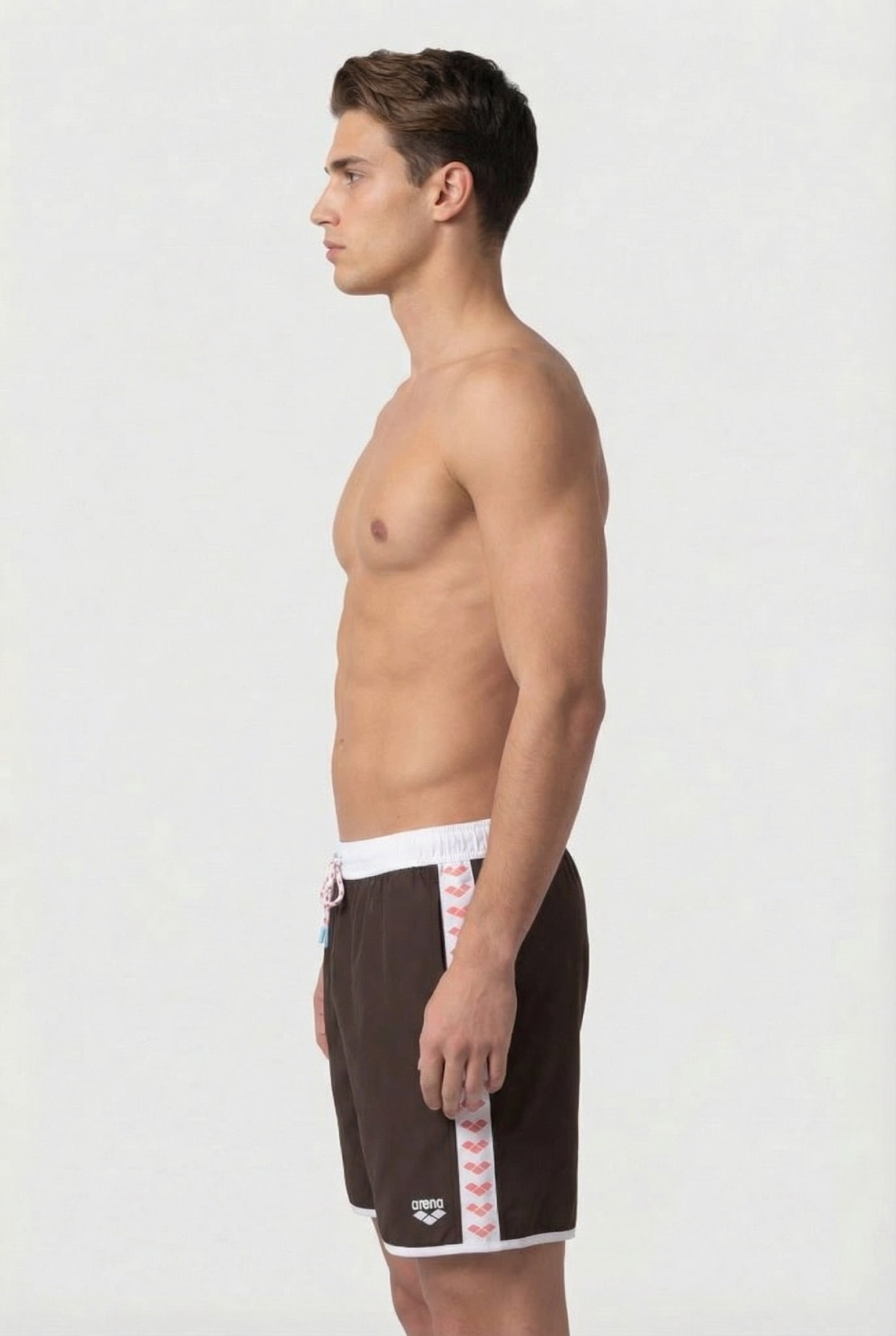 ICONS TEAM STRIPE UNISEX BERMUDA SEPIA-WHITE-CALYPSO CORAL 3