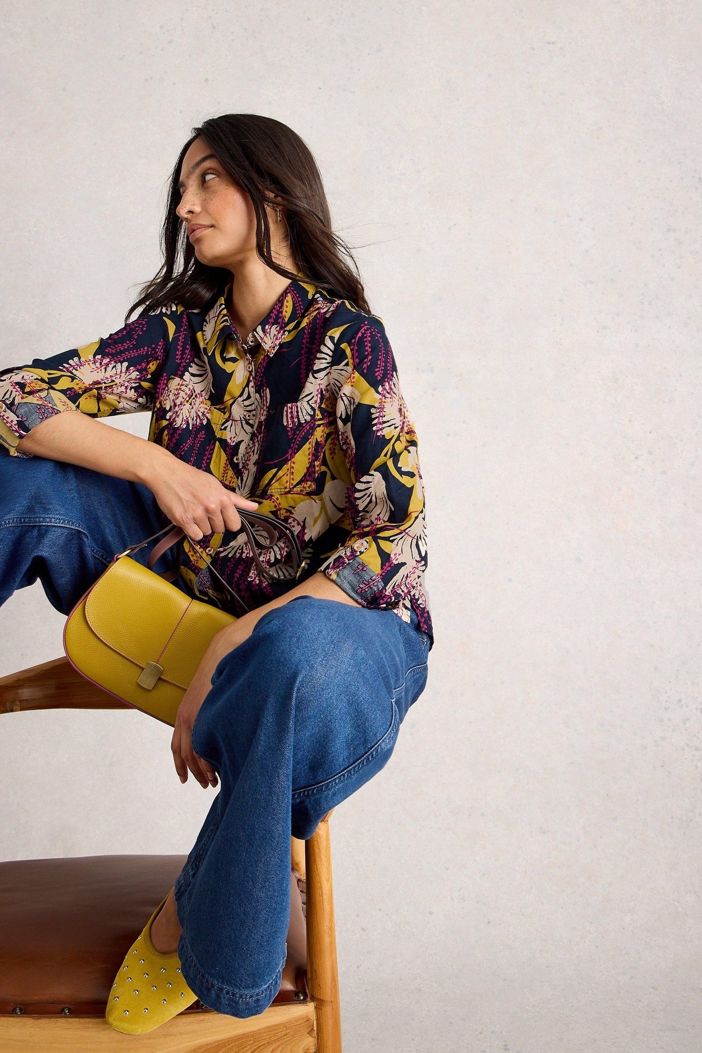 SOPHIE ORGANIC COTTON SHIRT NAVY PRINT 5