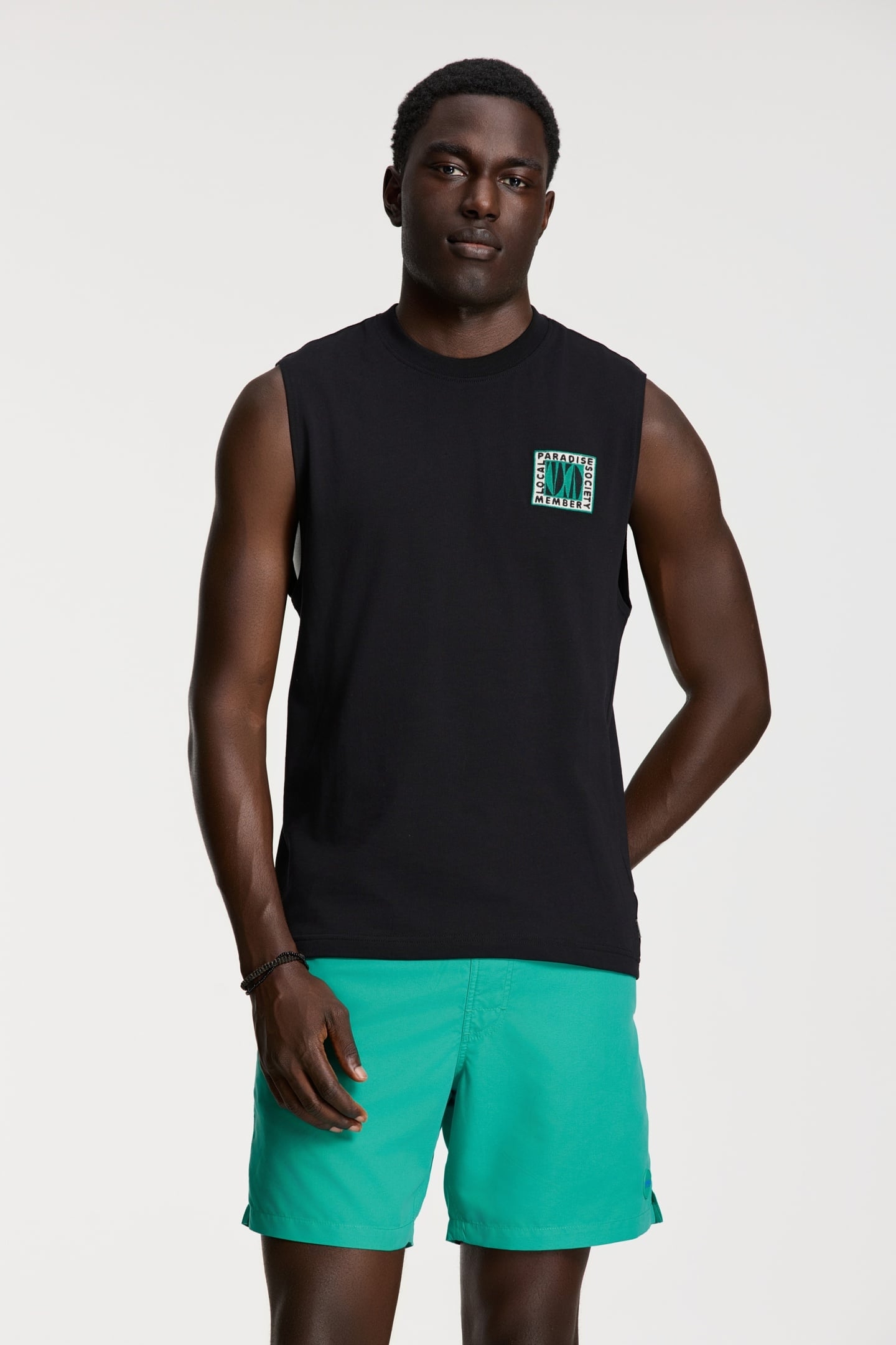SEAN SLEEVELESS T-SHIRT PARADISE BLOCK BLACK 1