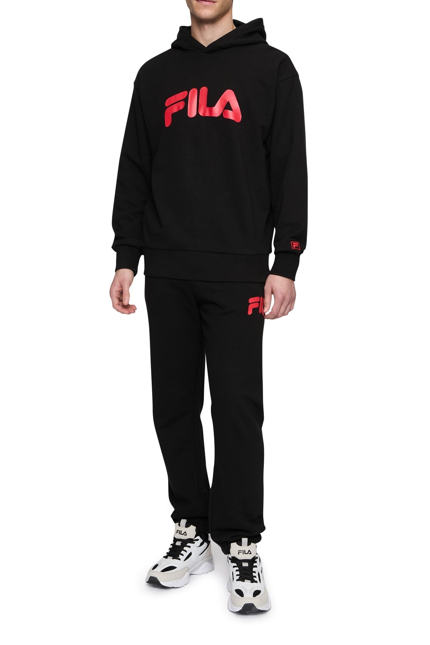 LANDOGNE LOOSE HOODIE BLACK-TRUE RED 2
