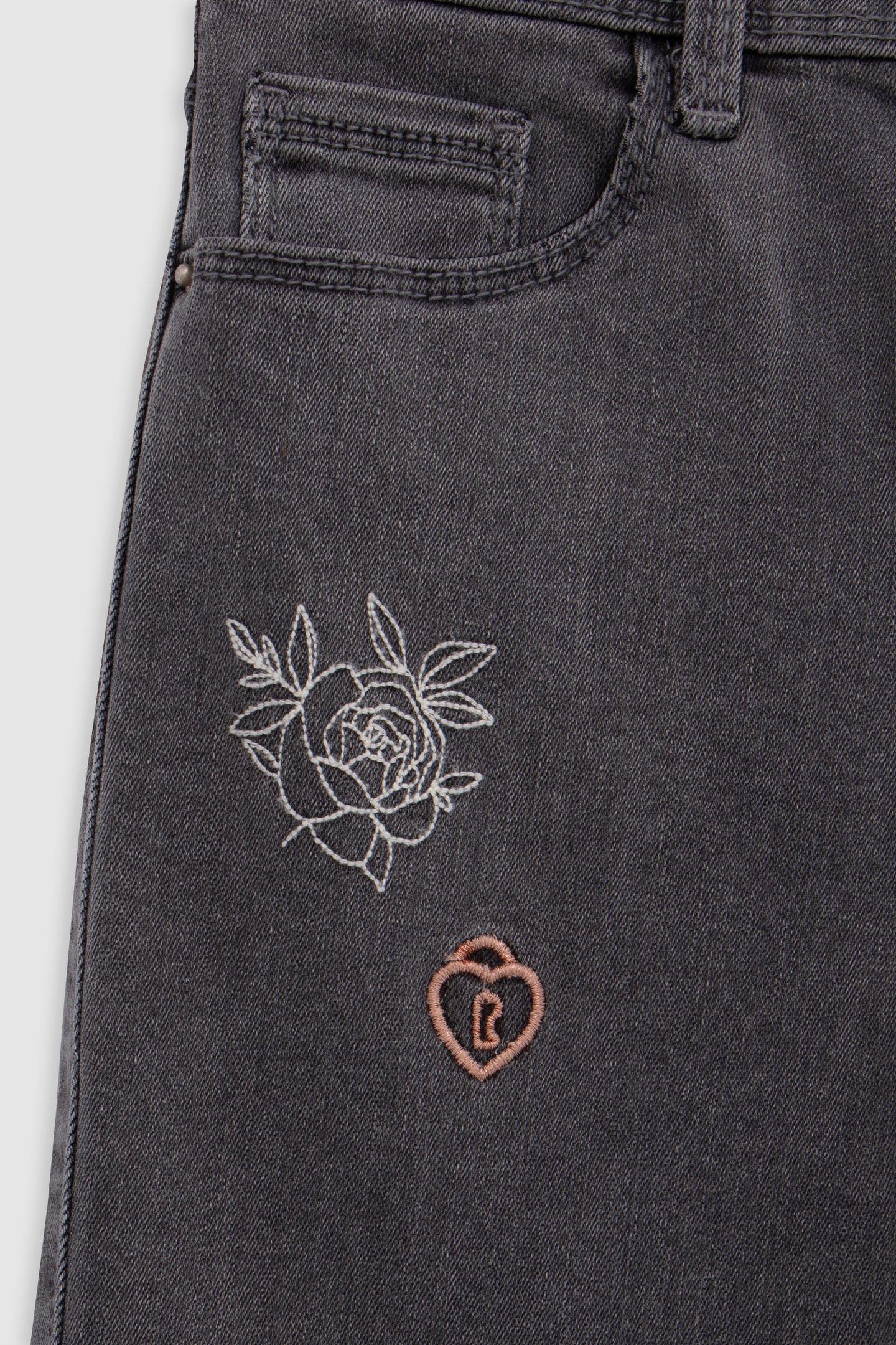 STRAIGHT GREY JEANS WITH GIRL'S EMBROIDERY 5