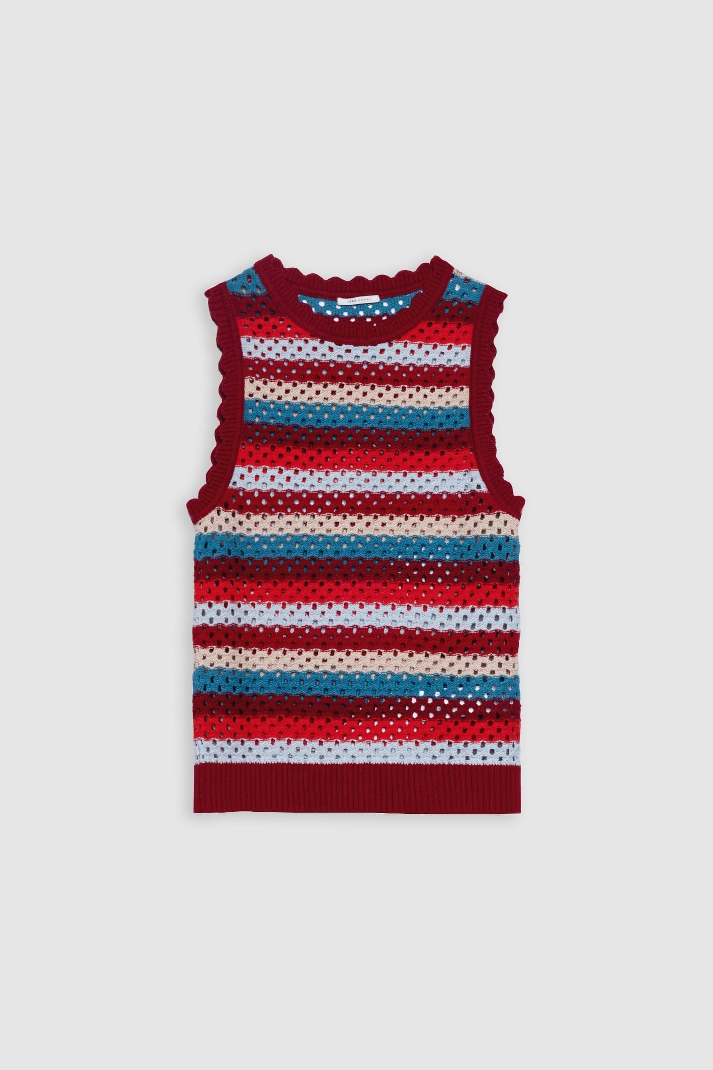 RED OPENWORK KNIT TOP, STRIPES PATTERN 5