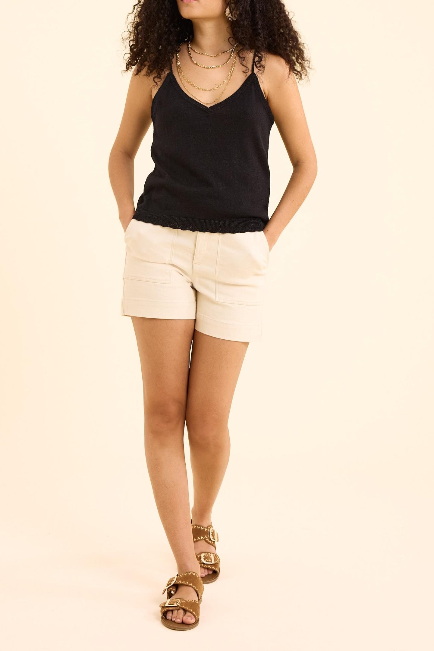 BLACK GLITTERY KNIT STRAPPY TOP BLACK 2