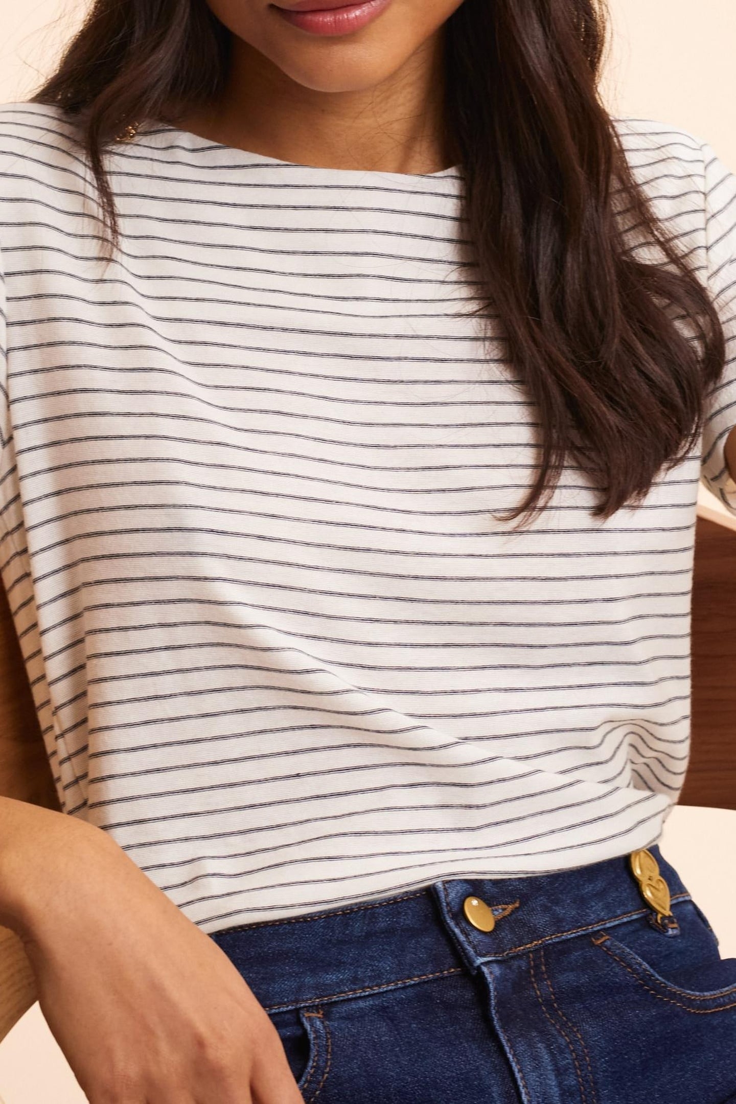 WHITE SAILOR STRIPE T-SHIRT WITH BUTTONS OFF-WHITE 6