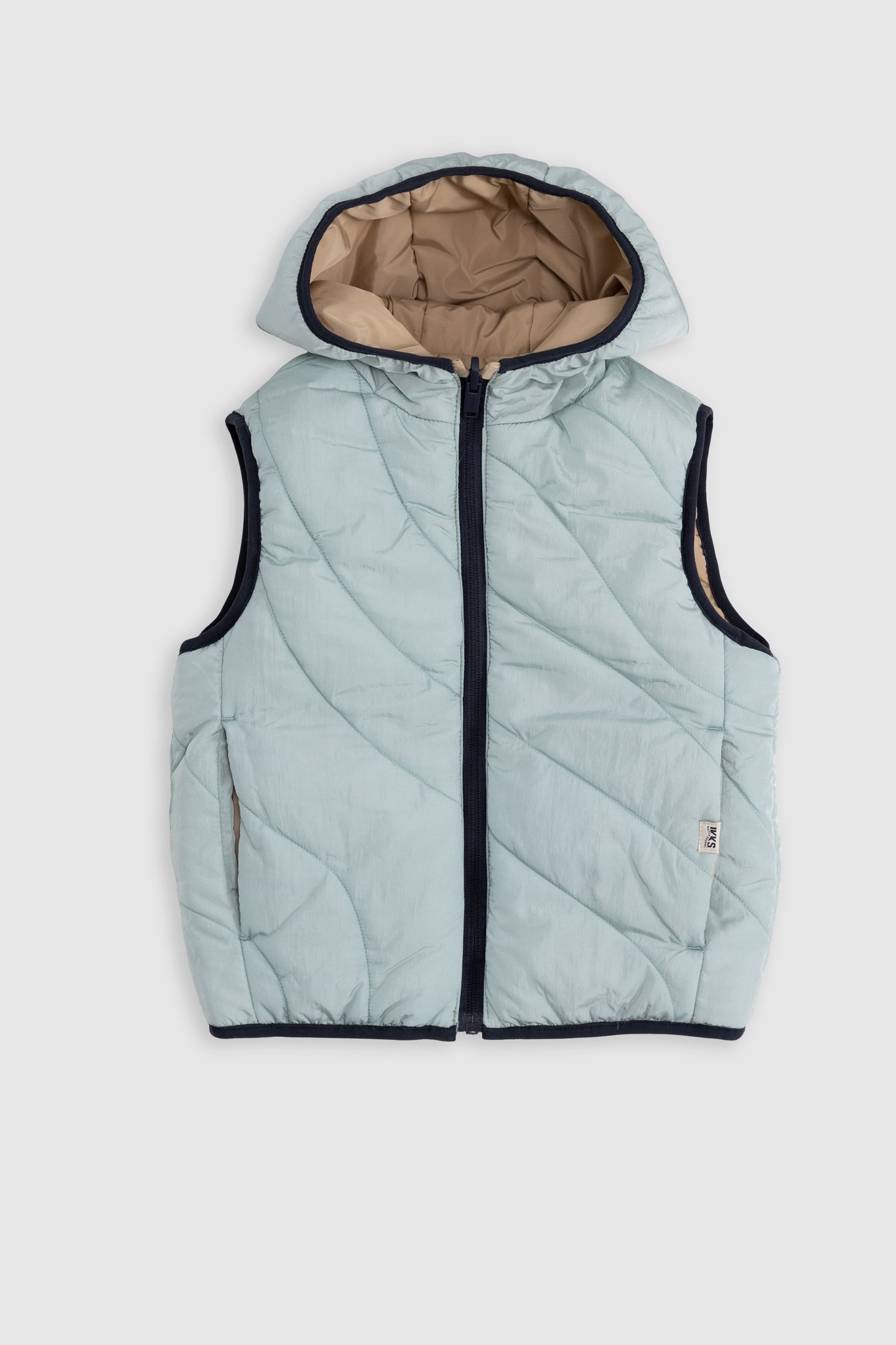 BEIGE AND WATER GREEN REVERSIBLE PADDED JACKET 4