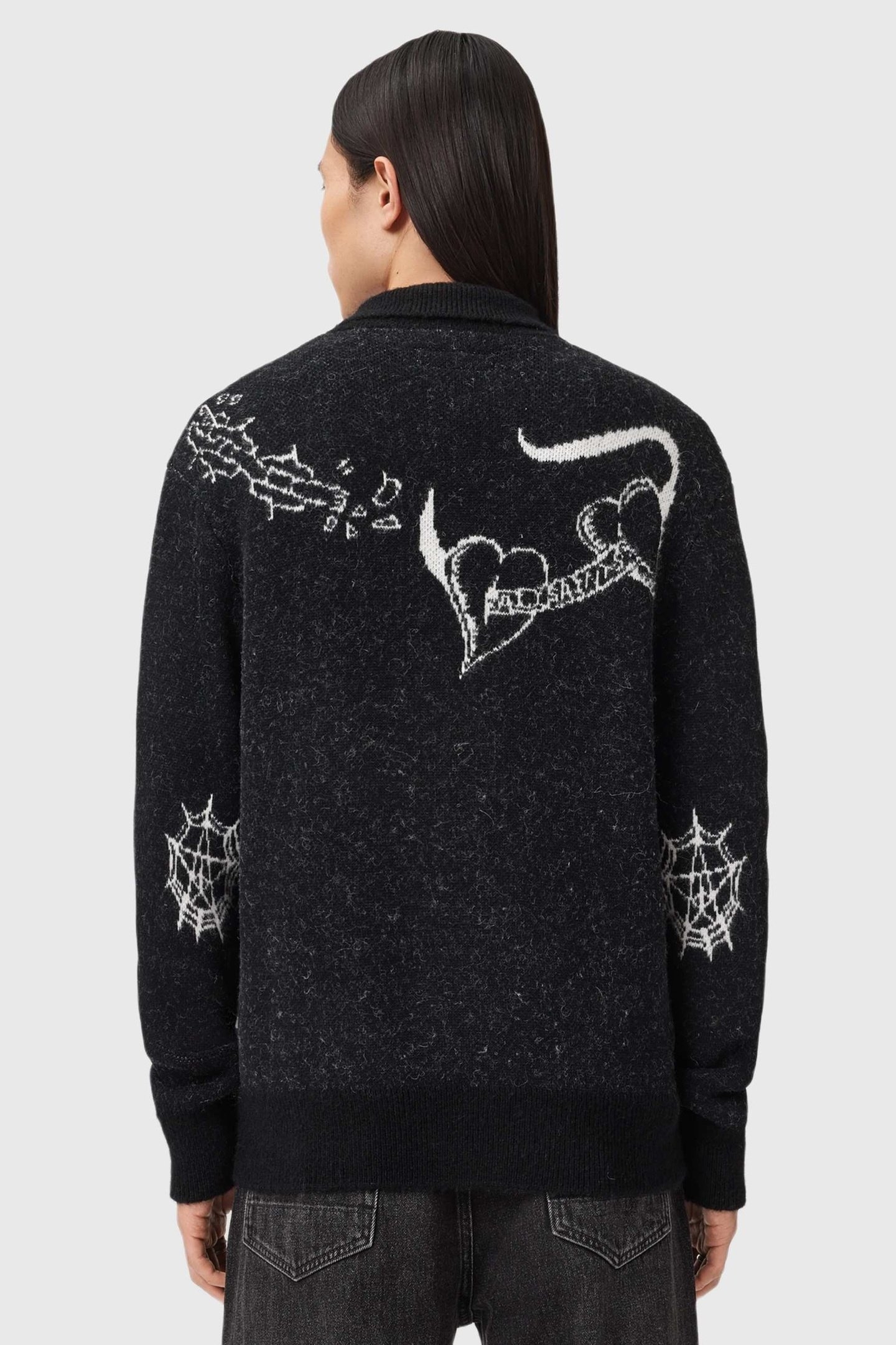 WARNER CARDIGAN CINDER BLACK/WHITE 6