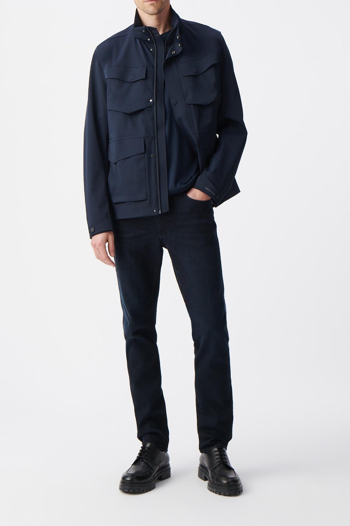 NAVY NYLON WATERPROOF PARKA 1