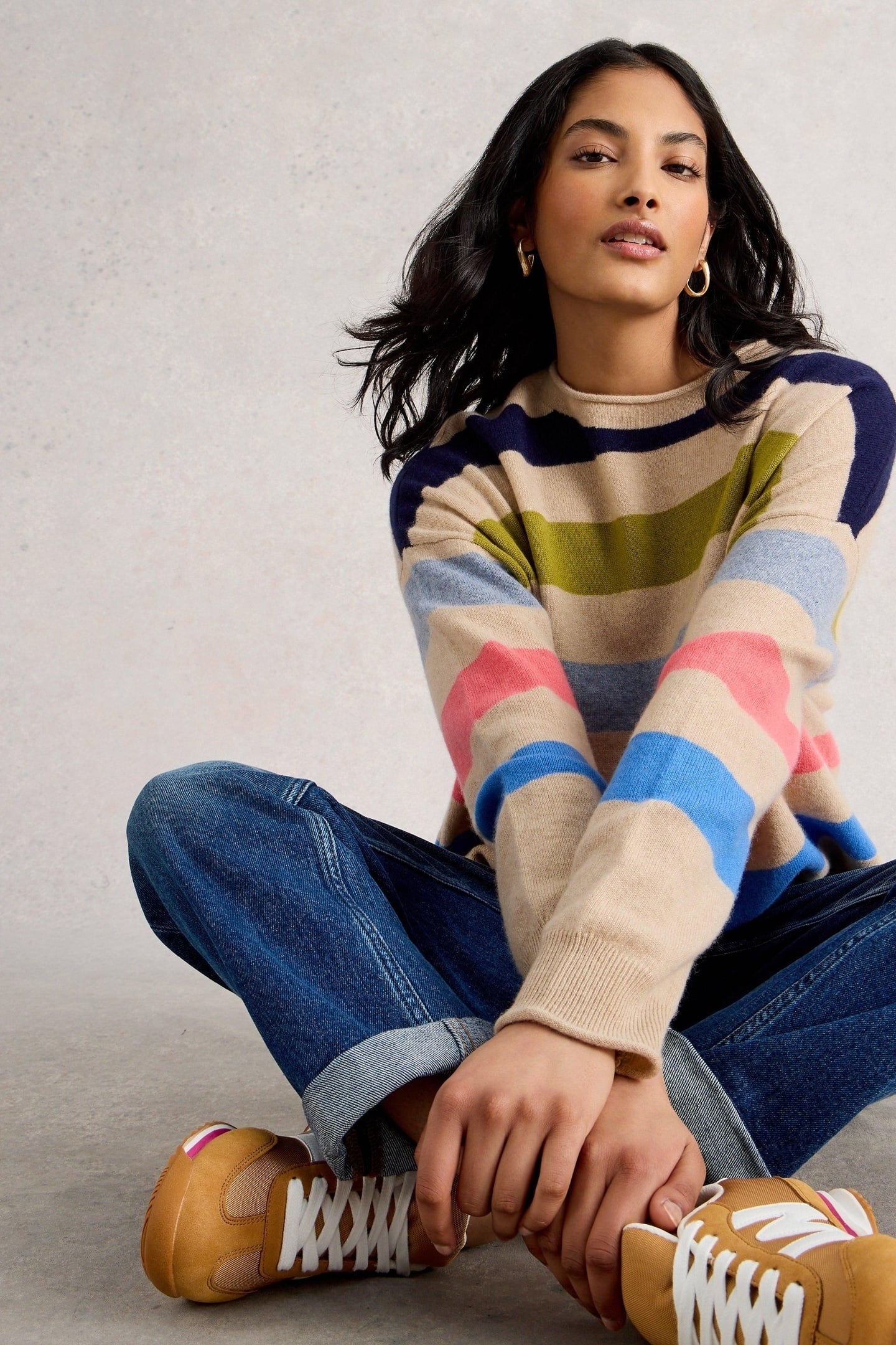 KITTY STRIPE CASHMERE JUMPER NATURAL MULTI 5