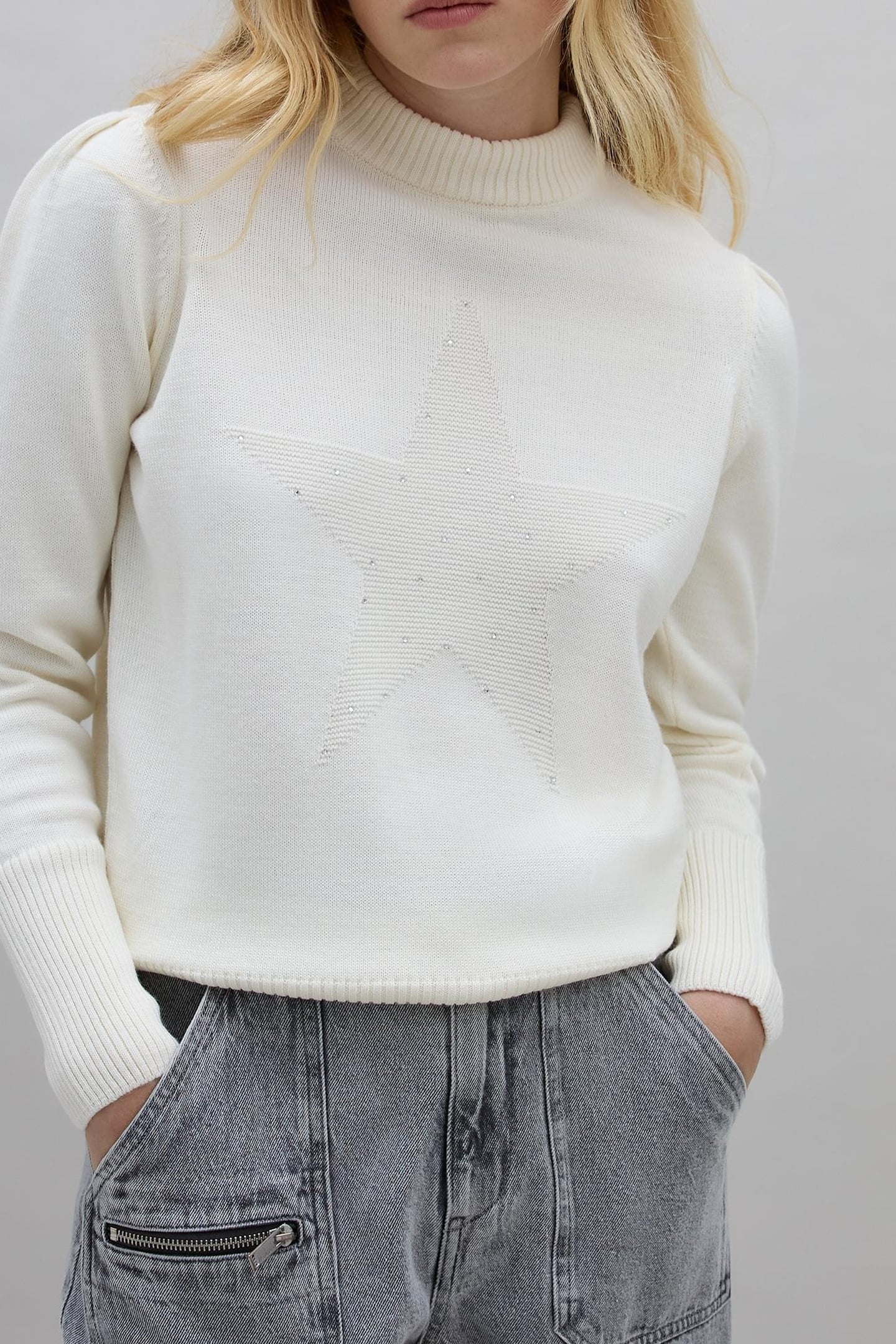 ECRU STAR KNIT SWEATER IKKS X DUVILLARD WOMAN 2